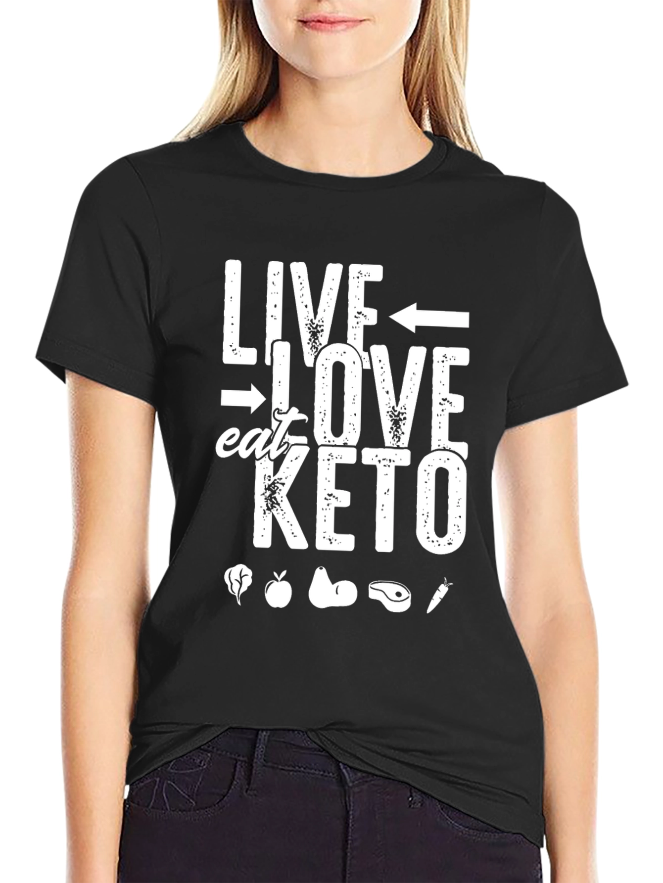 Live Love Eat Keto Black Graphic T-Shirt