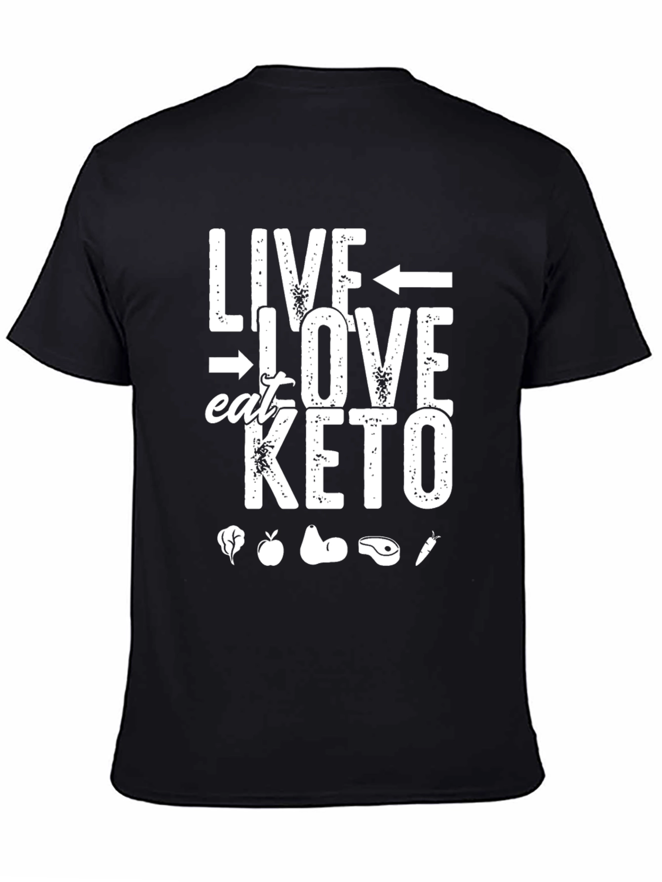 Live Love Eat Keto Black Graphic T-Shirt
