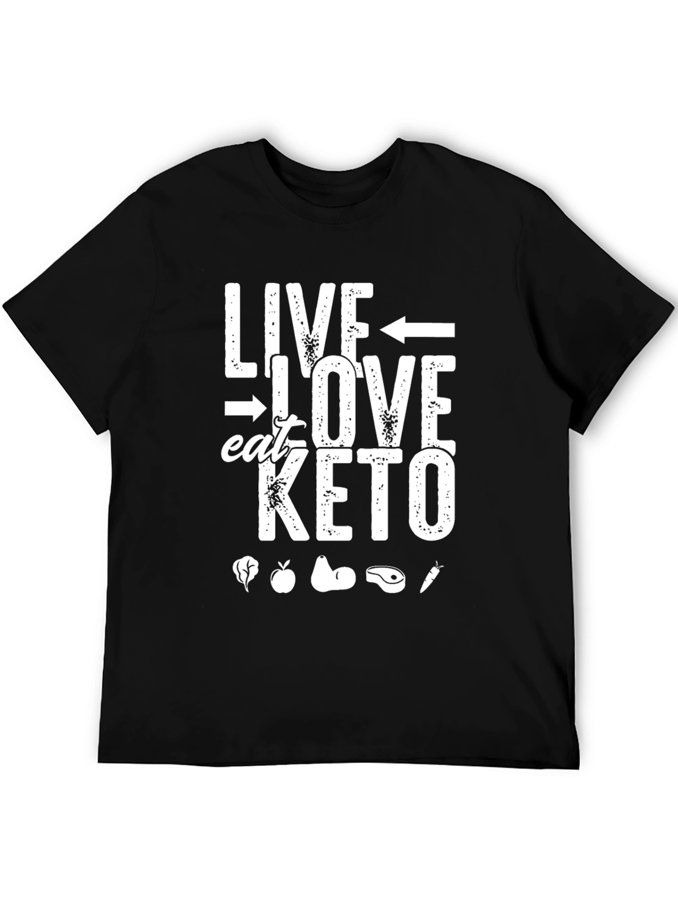 Live Love Eat Keto Black Graphic T-Shirt