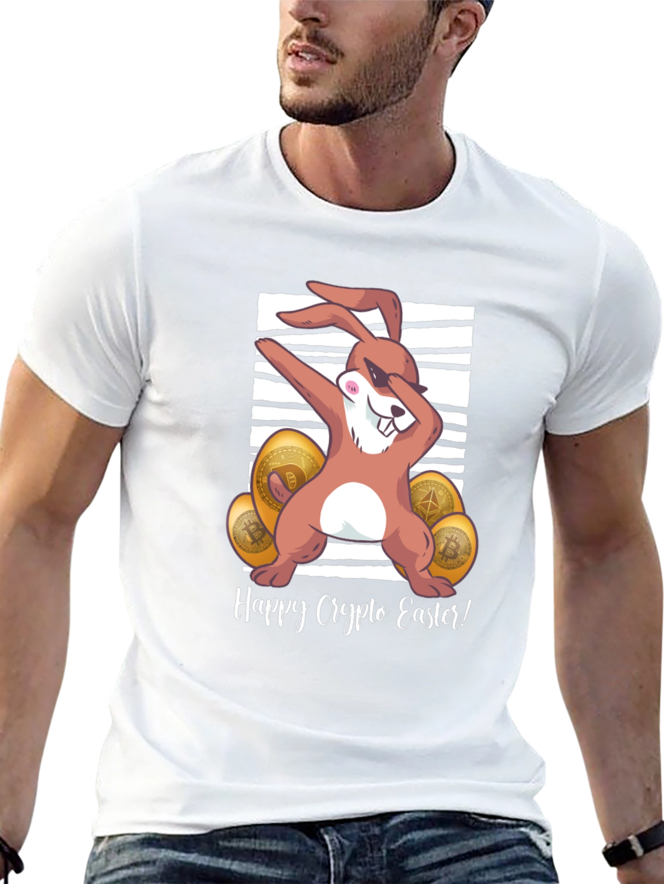 Happy Crypto Easter T-Shirt - Dabbing Bunny Design