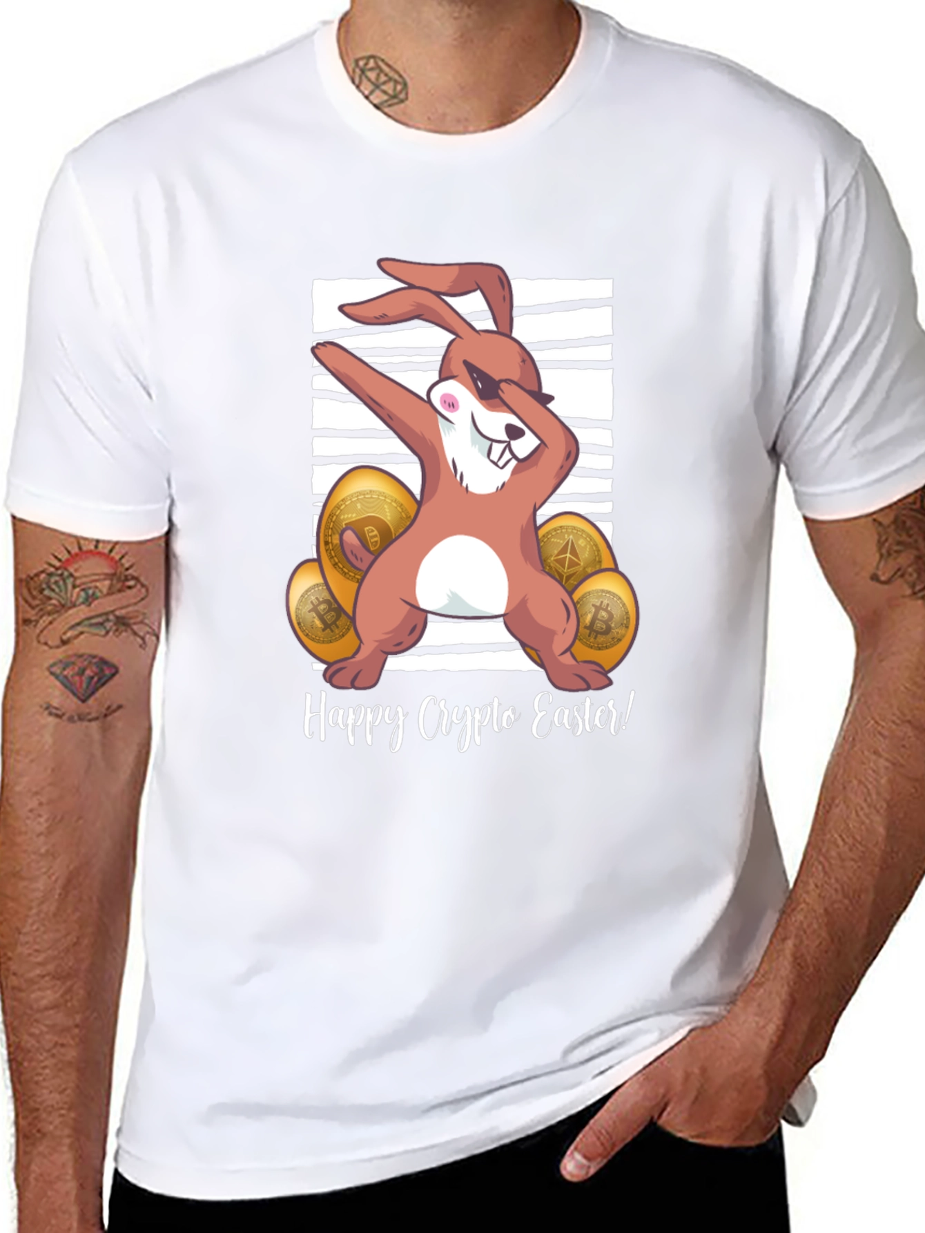 Happy Crypto Easter T-Shirt - Dabbing Bunny Design