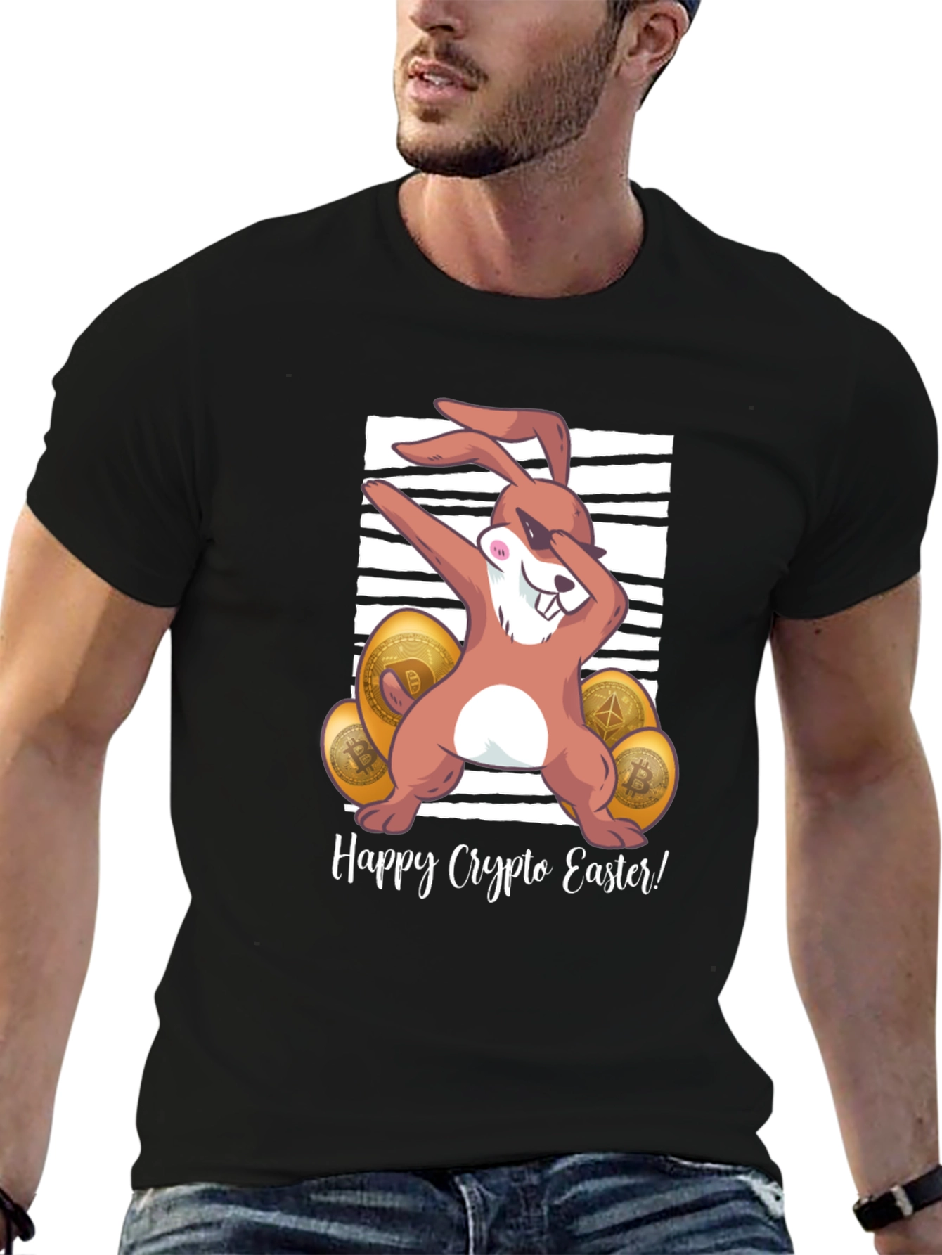 Happy Crypto Easter T-Shirt - Dabbing Bunny Design
