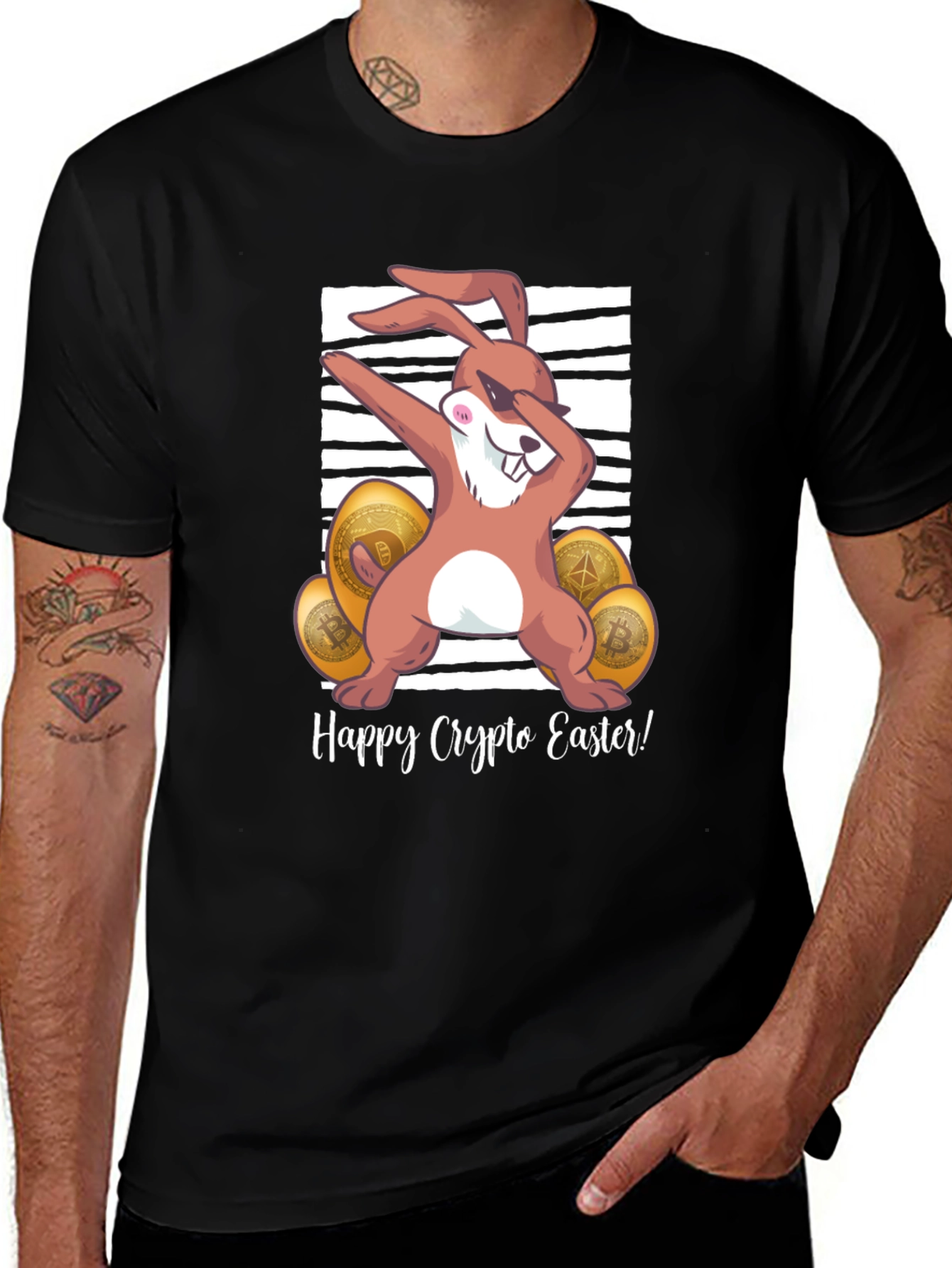Happy Crypto Easter T-Shirt - Dabbing Bunny Design