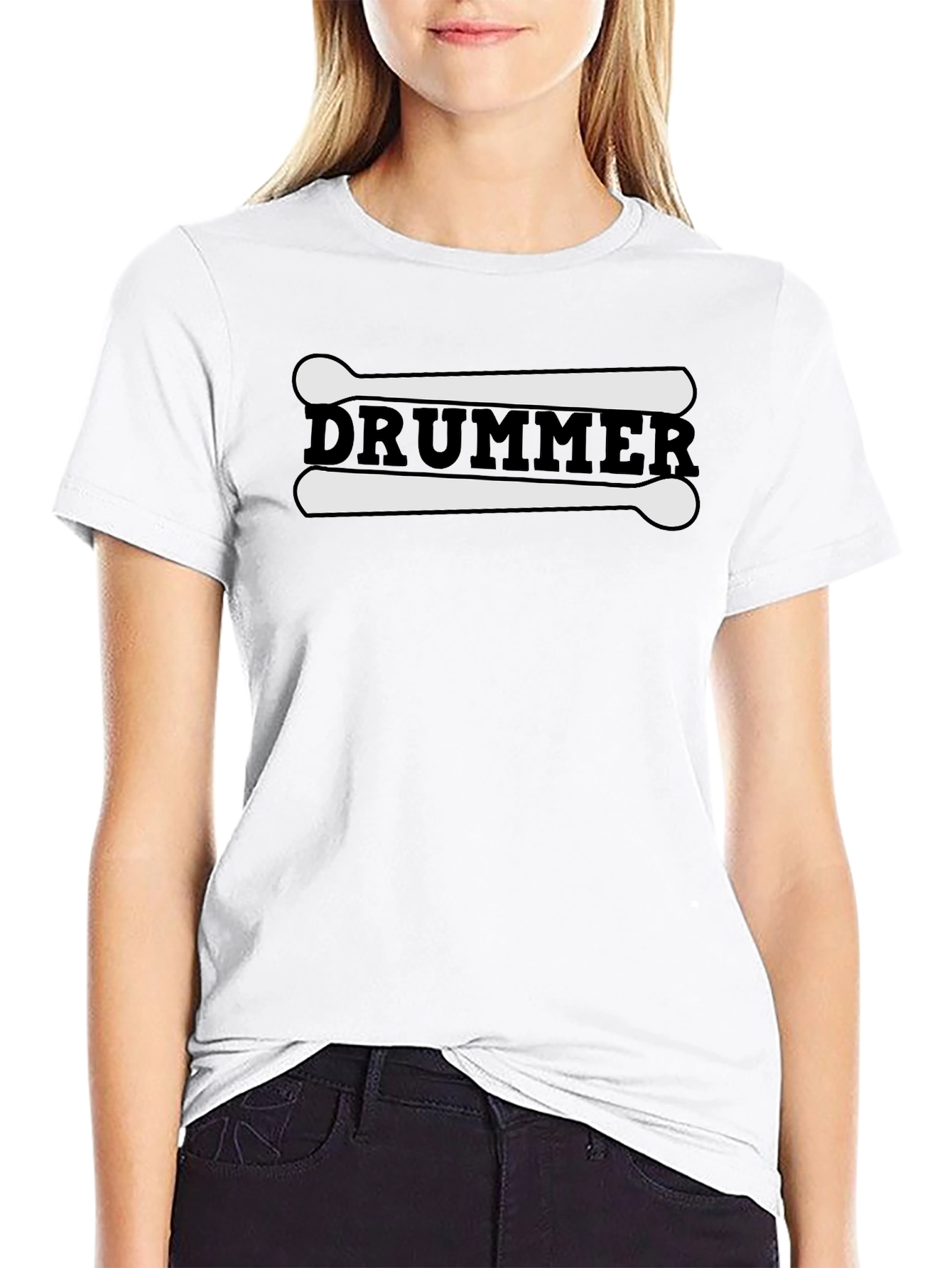 Drummer Graphic Black Cotton T-Shirt