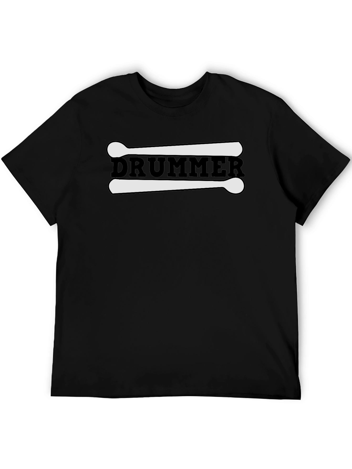 Drummer Graphic Black Cotton T-Shirt