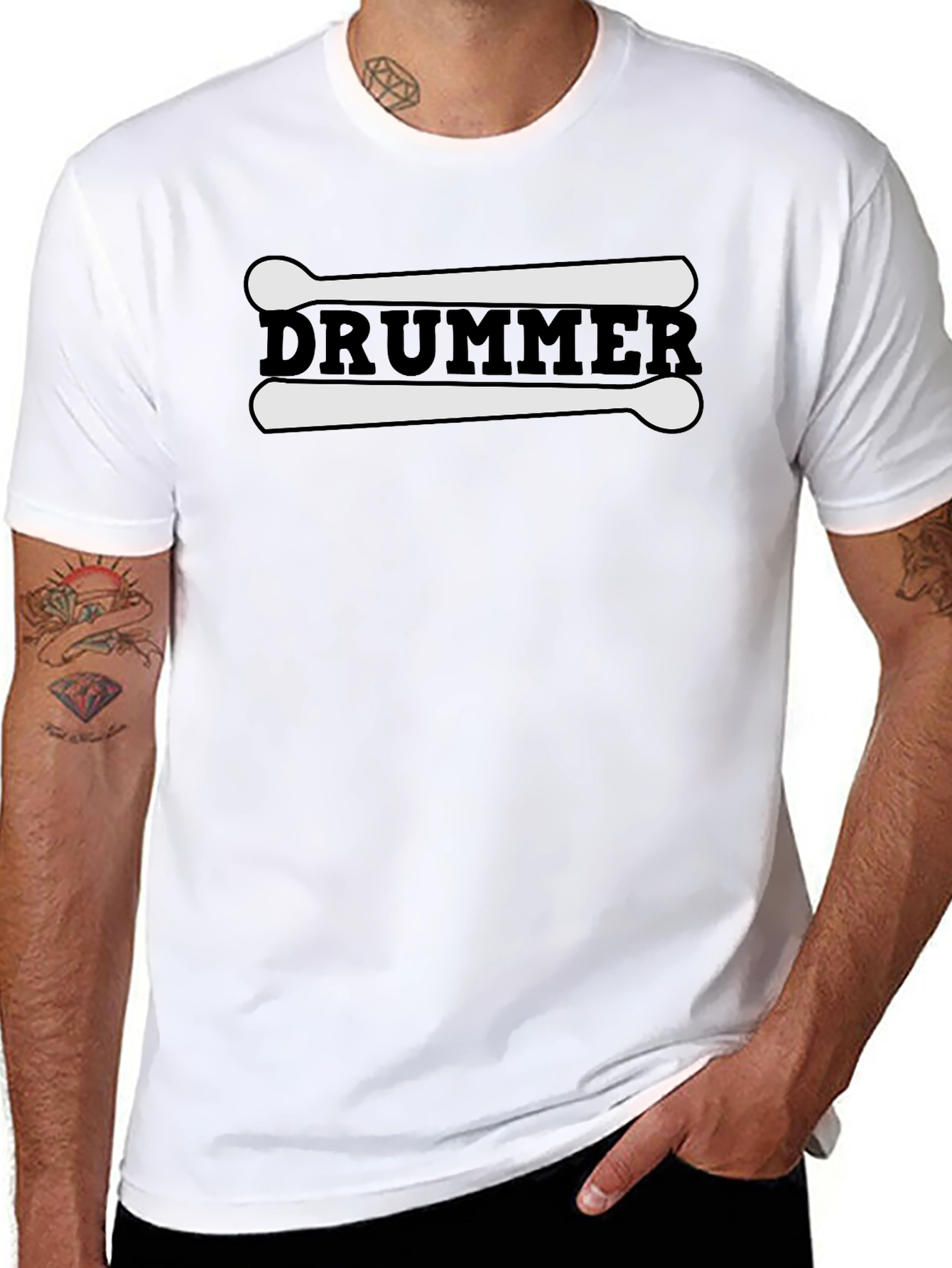 Drummer Graphic Black Cotton T-Shirt
