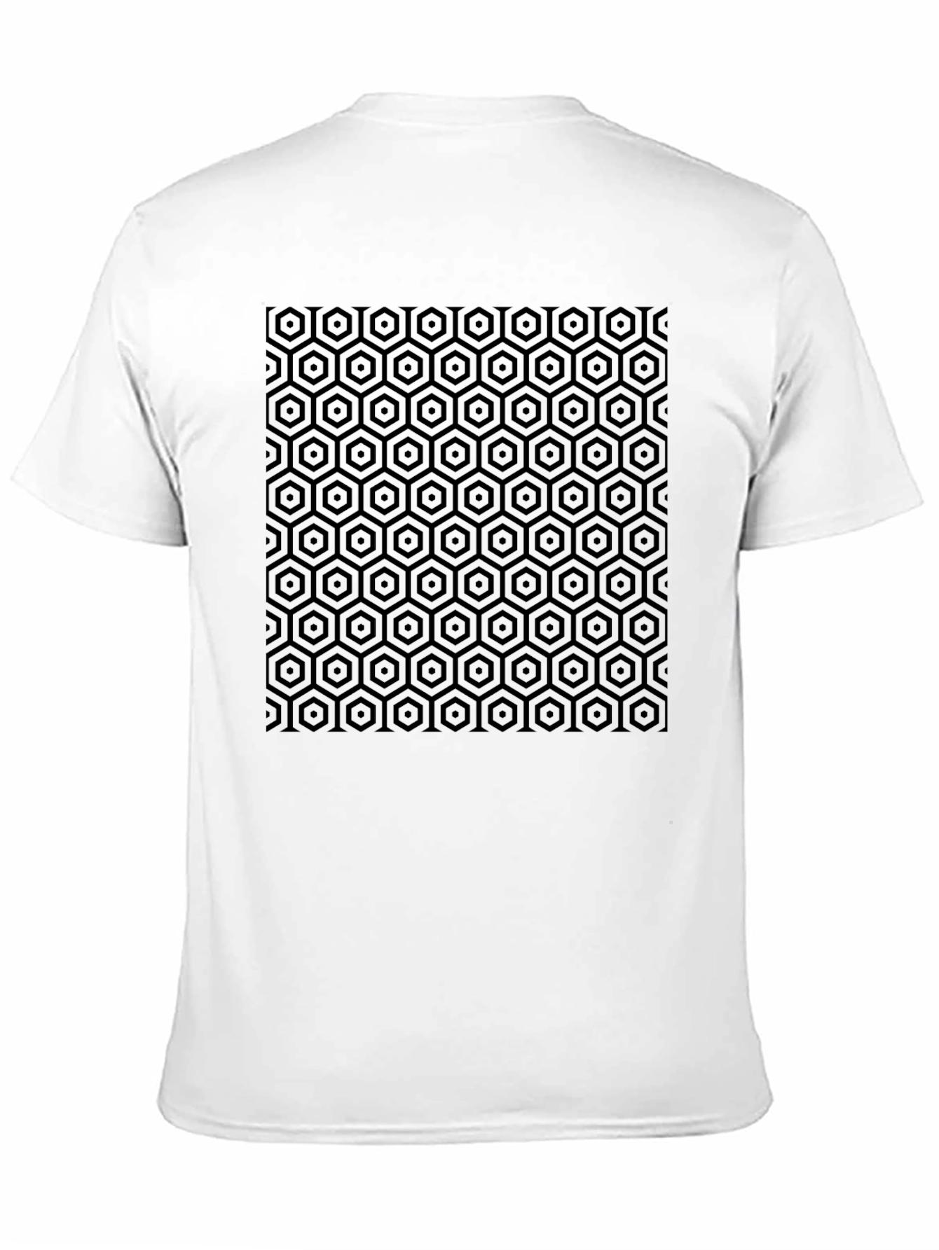 Geometric Hexagon Pattern Black T-Shirt