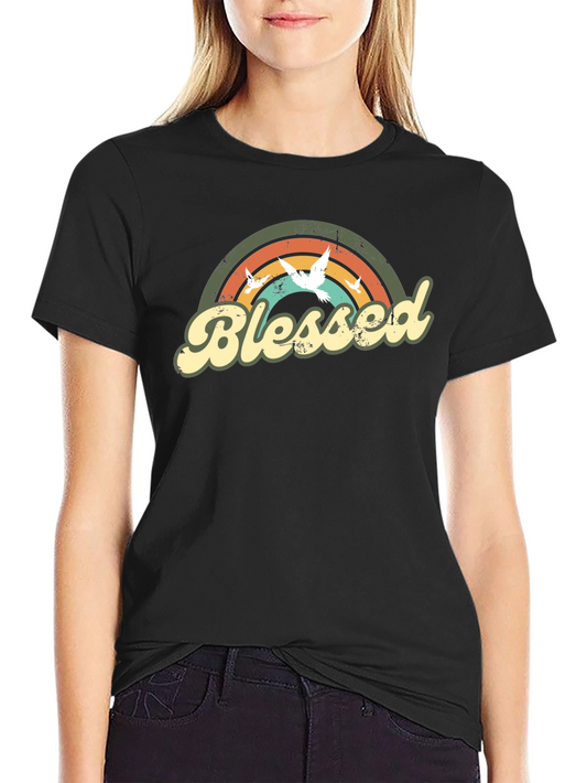 Blessed Dove Rainbow Graphic T-Shirt - Stylish Comfort