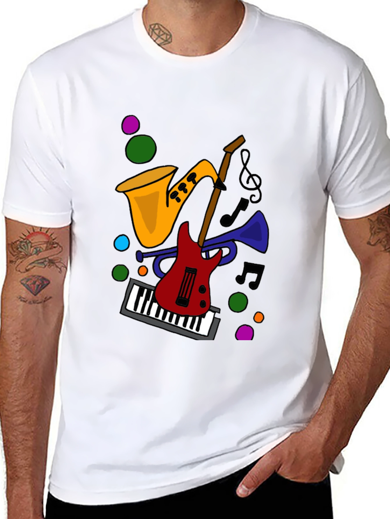 Music Instrument Graphic Black T-Shirt
