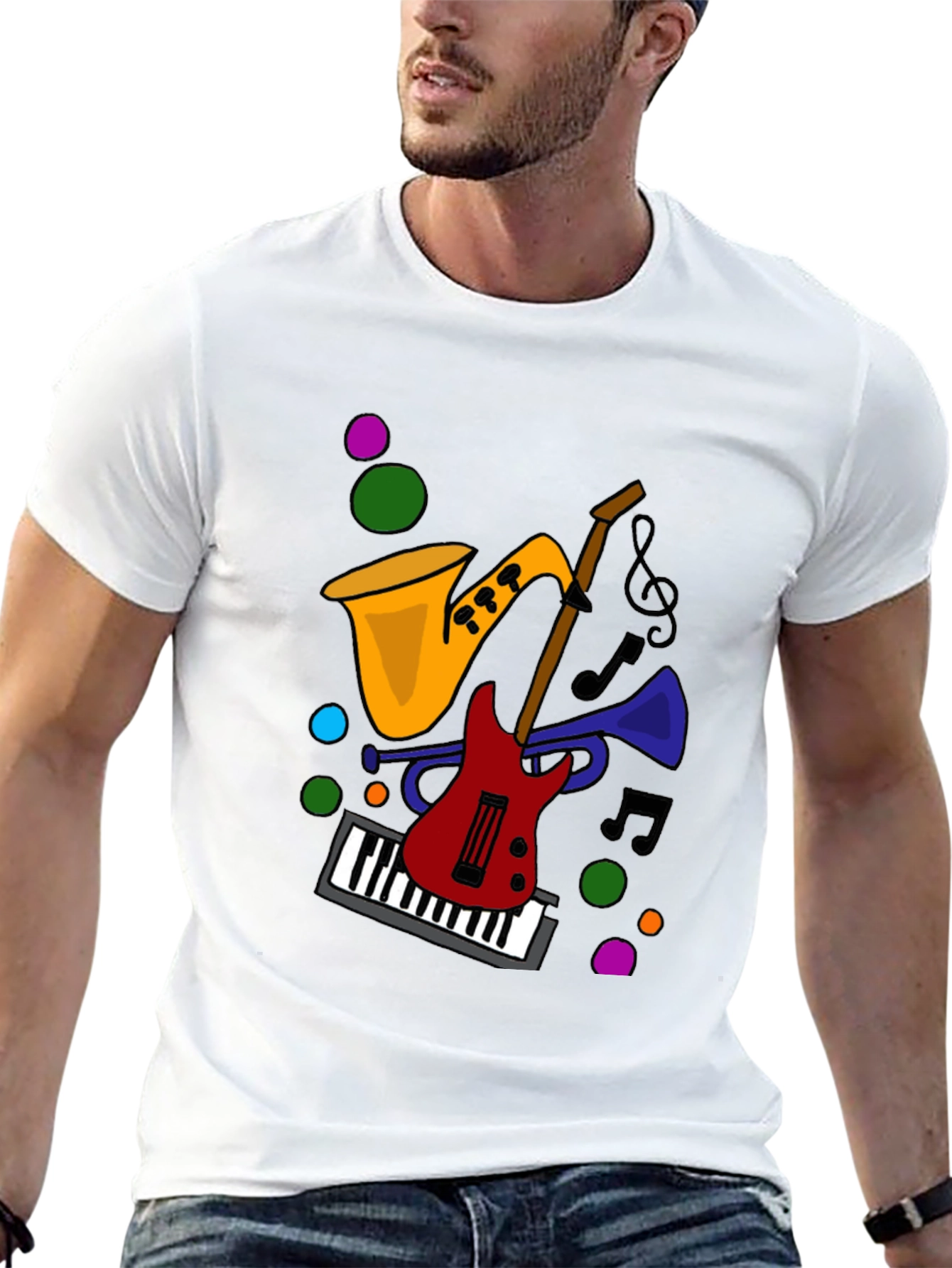 Music Instrument Graphic Black T-Shirt