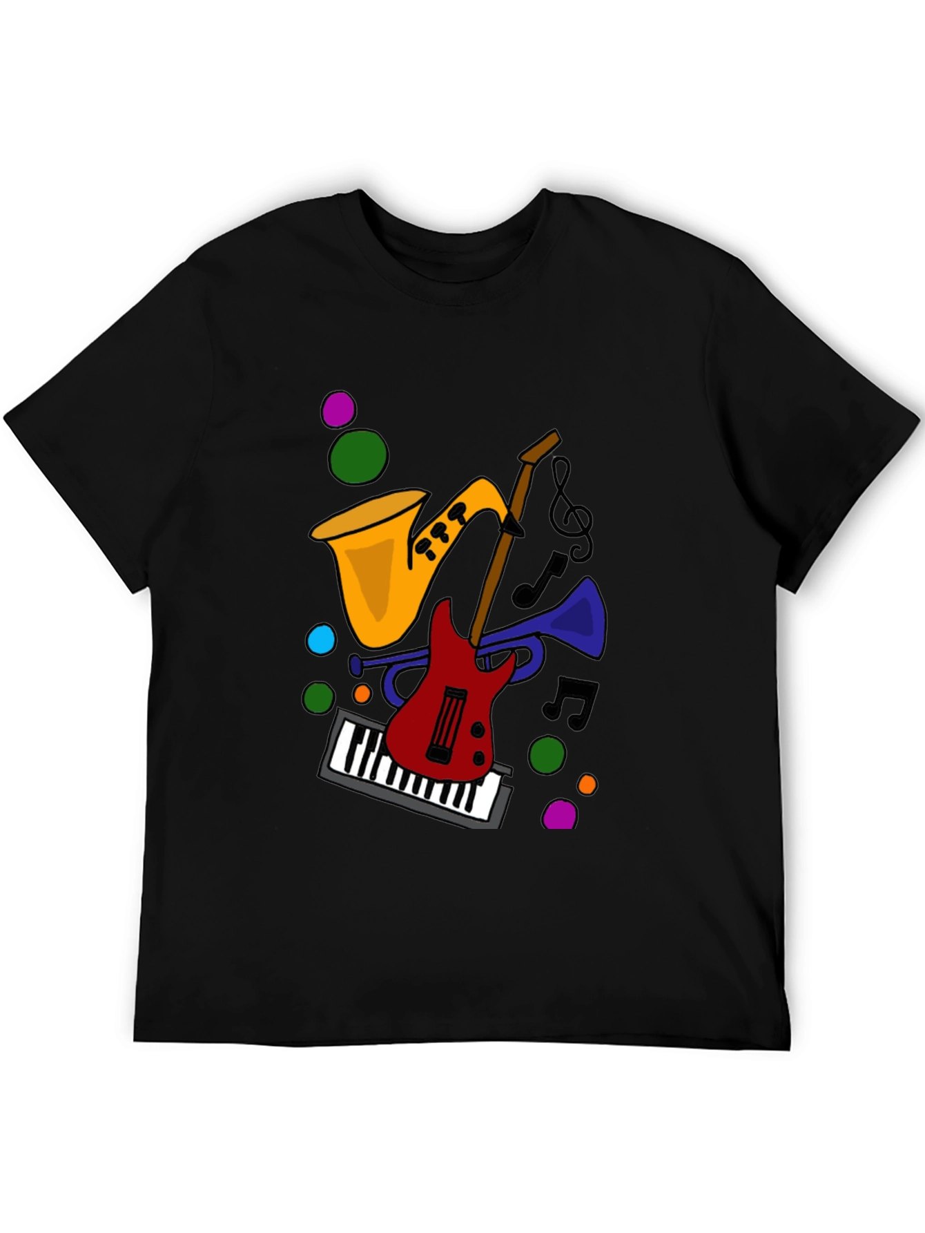 Music Instrument Graphic Black T-Shirt