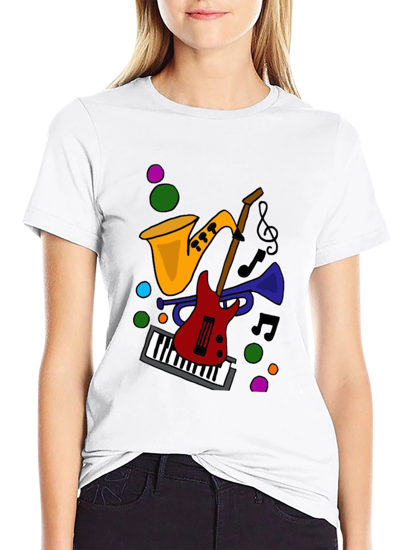 Music Instrument Graphic Black T-Shirt