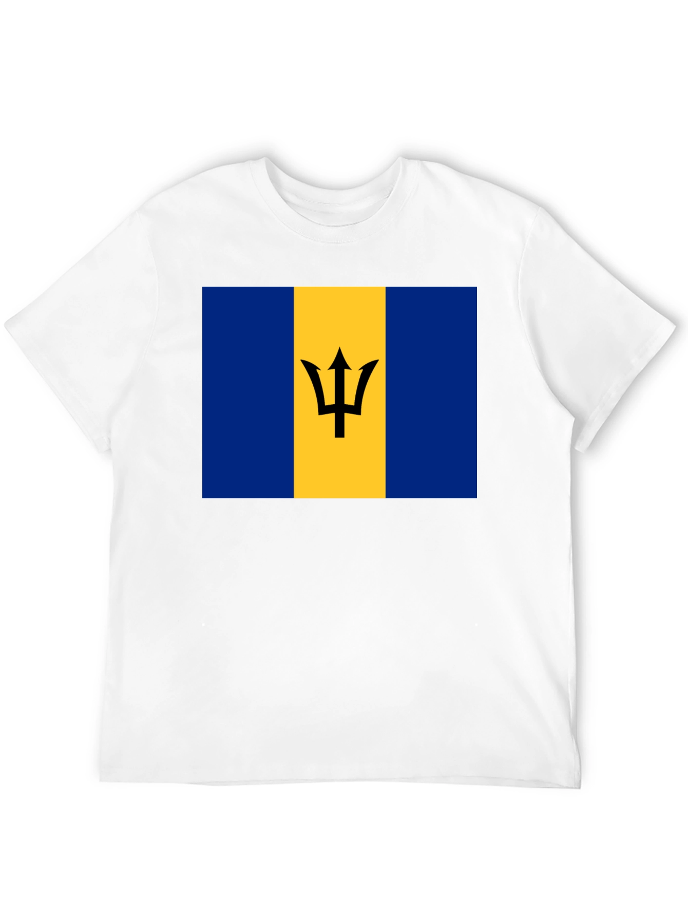Barbados Flag Graphic Tee - Black Cotton T-Shirt