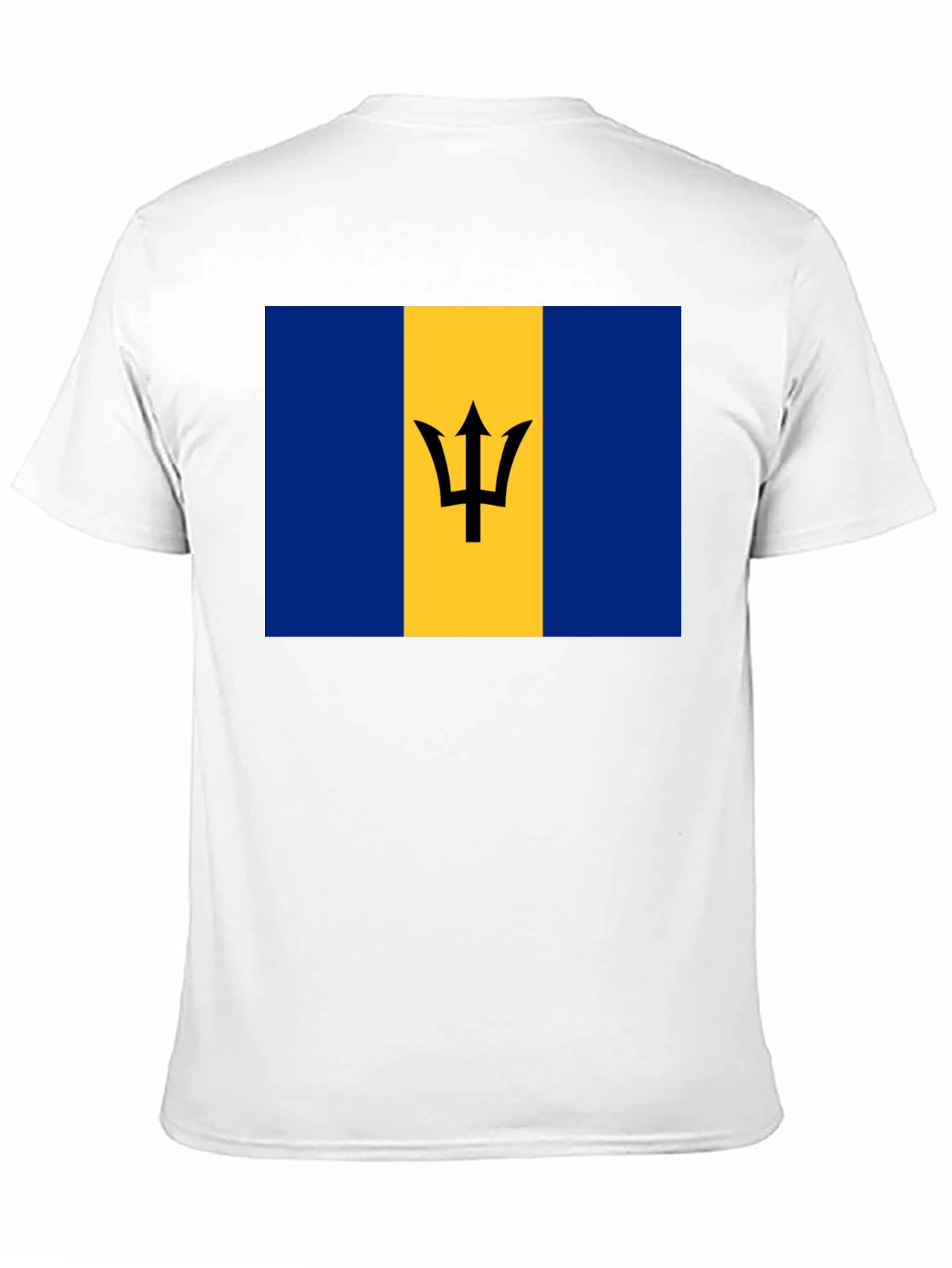 Barbados Flag Graphic Tee - Black Cotton T-Shirt