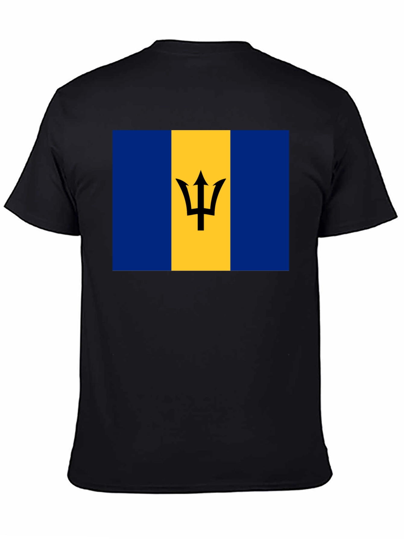 Barbados Flag Graphic Tee - Black Cotton T-Shirt