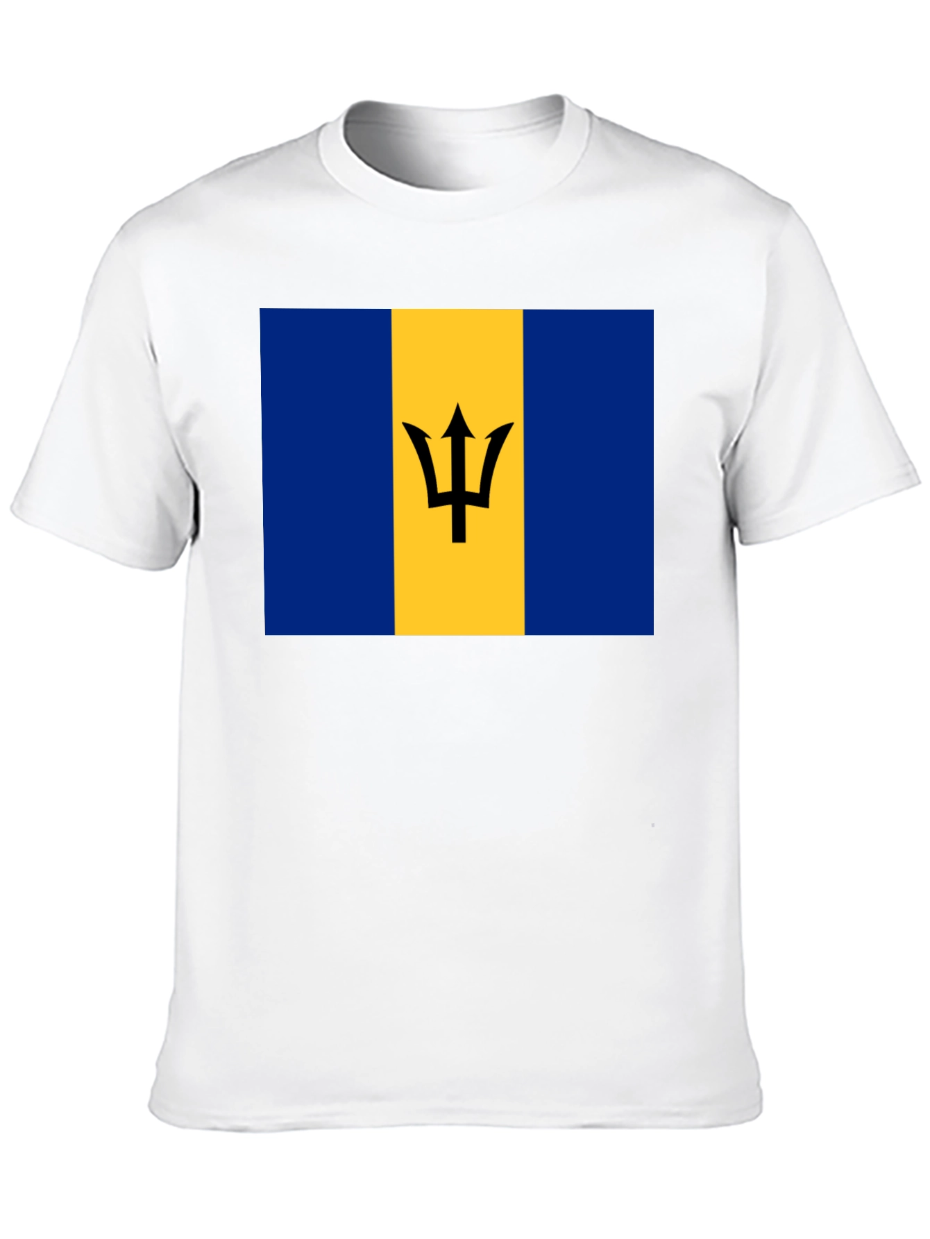Barbados Flag Graphic Tee - Black Cotton T-Shirt