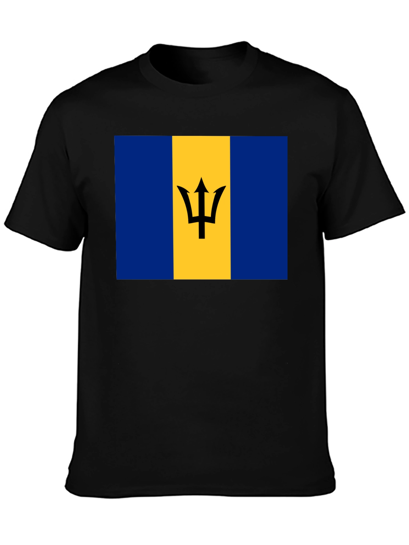 Barbados Flag Graphic Tee - Black Cotton T-Shirt