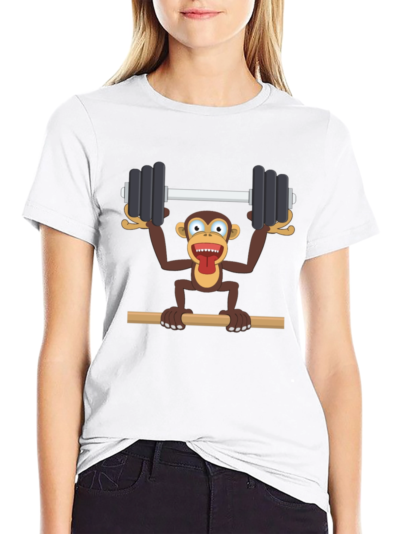Monkey Barbell T-Shirt - Funny Workout Tee