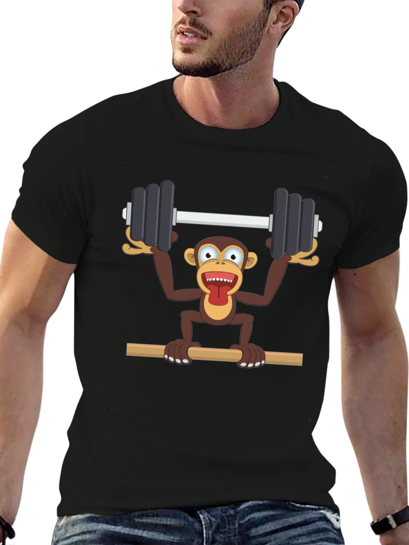Monkey Barbell T-Shirt - Funny Workout Tee