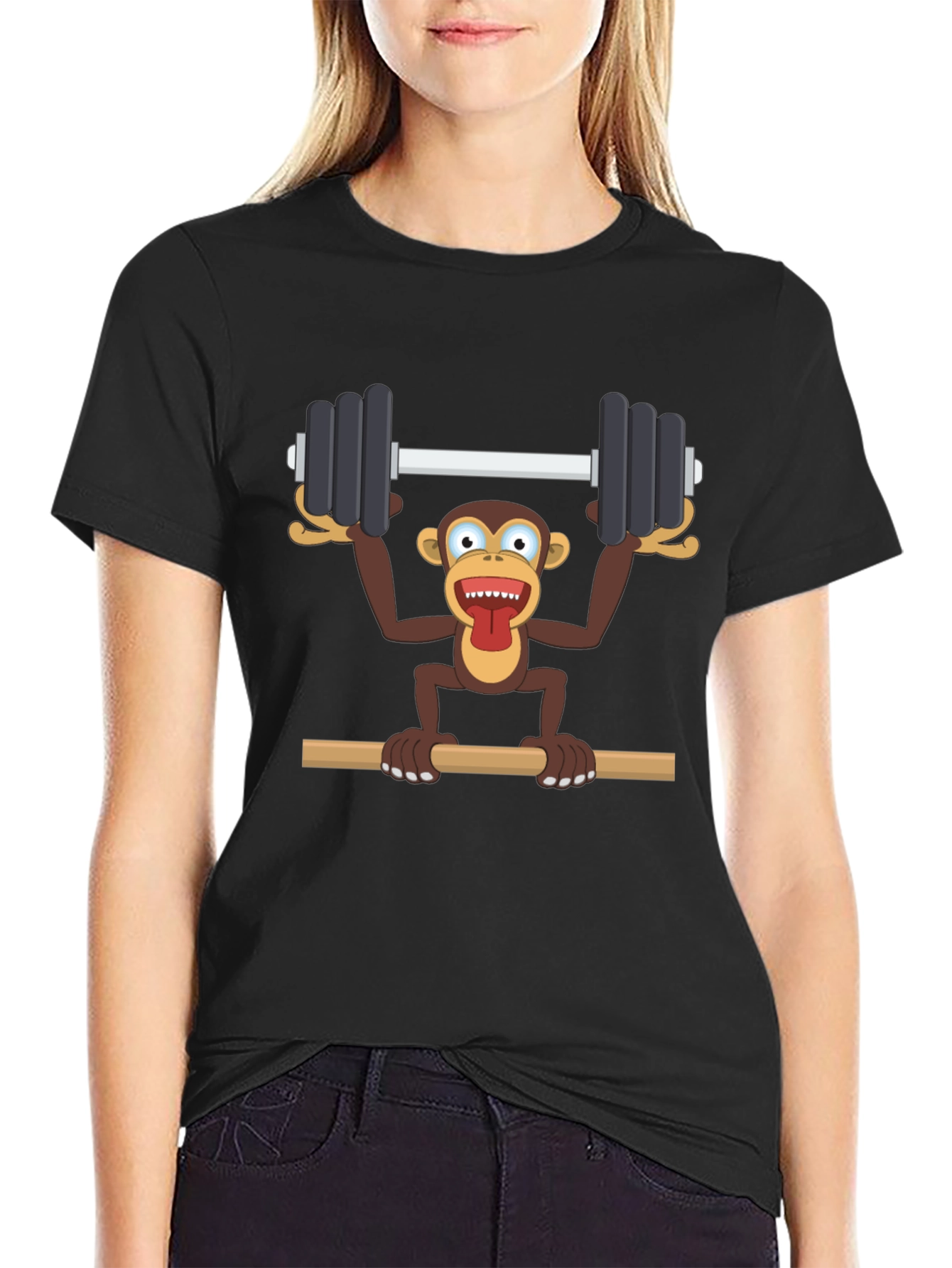 Monkey Barbell T-Shirt - Funny Workout Tee