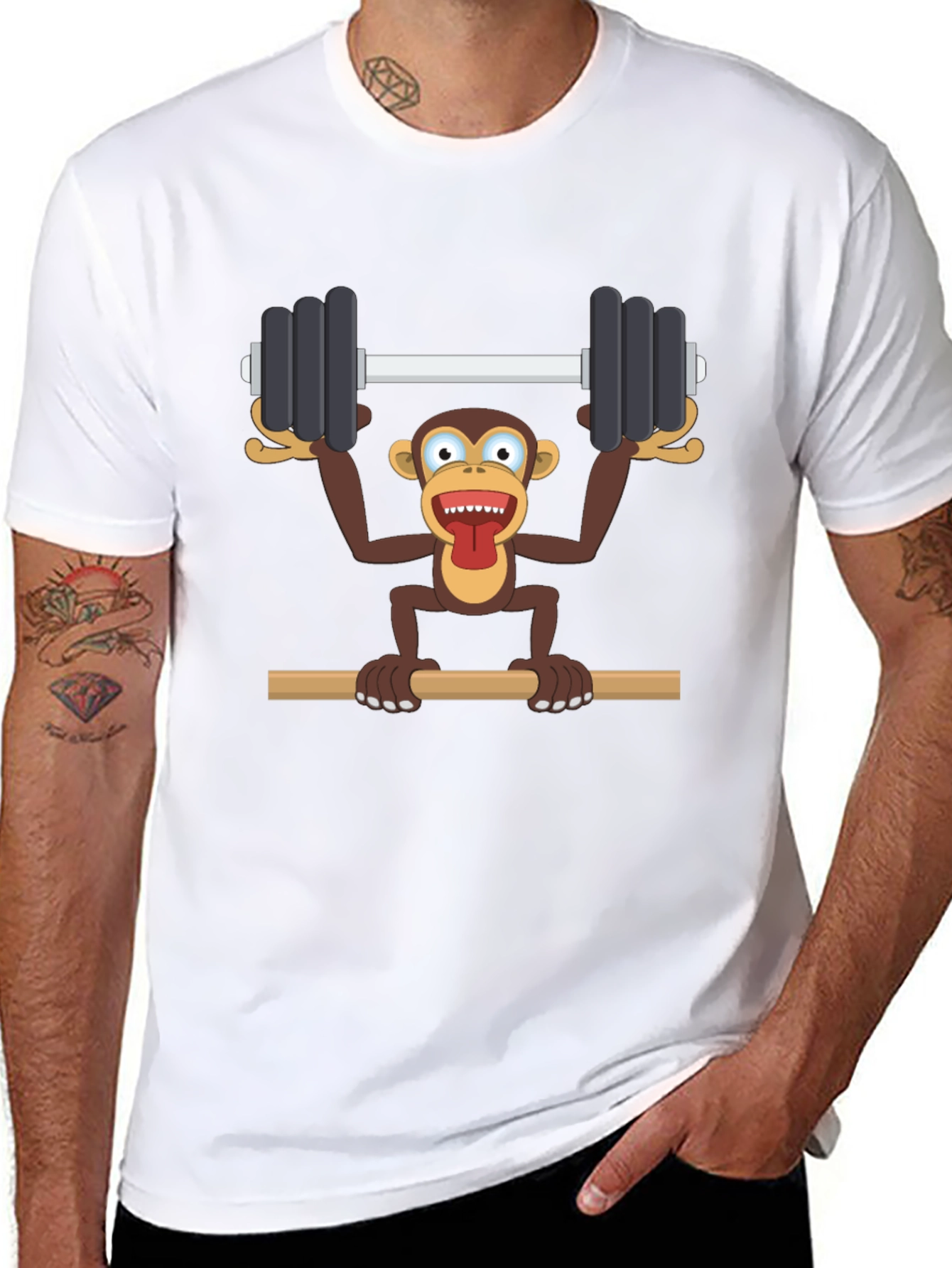 Monkey Barbell T-Shirt - Funny Workout Tee