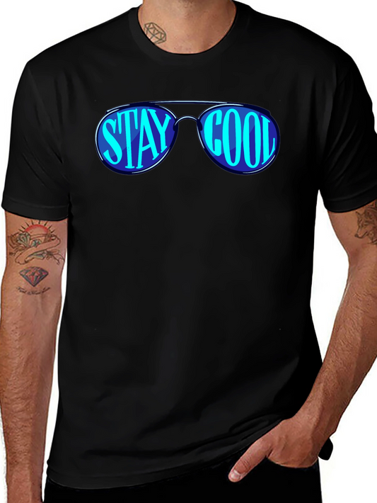 Stay Cool Sunglasses Graphic Black T-Shirt