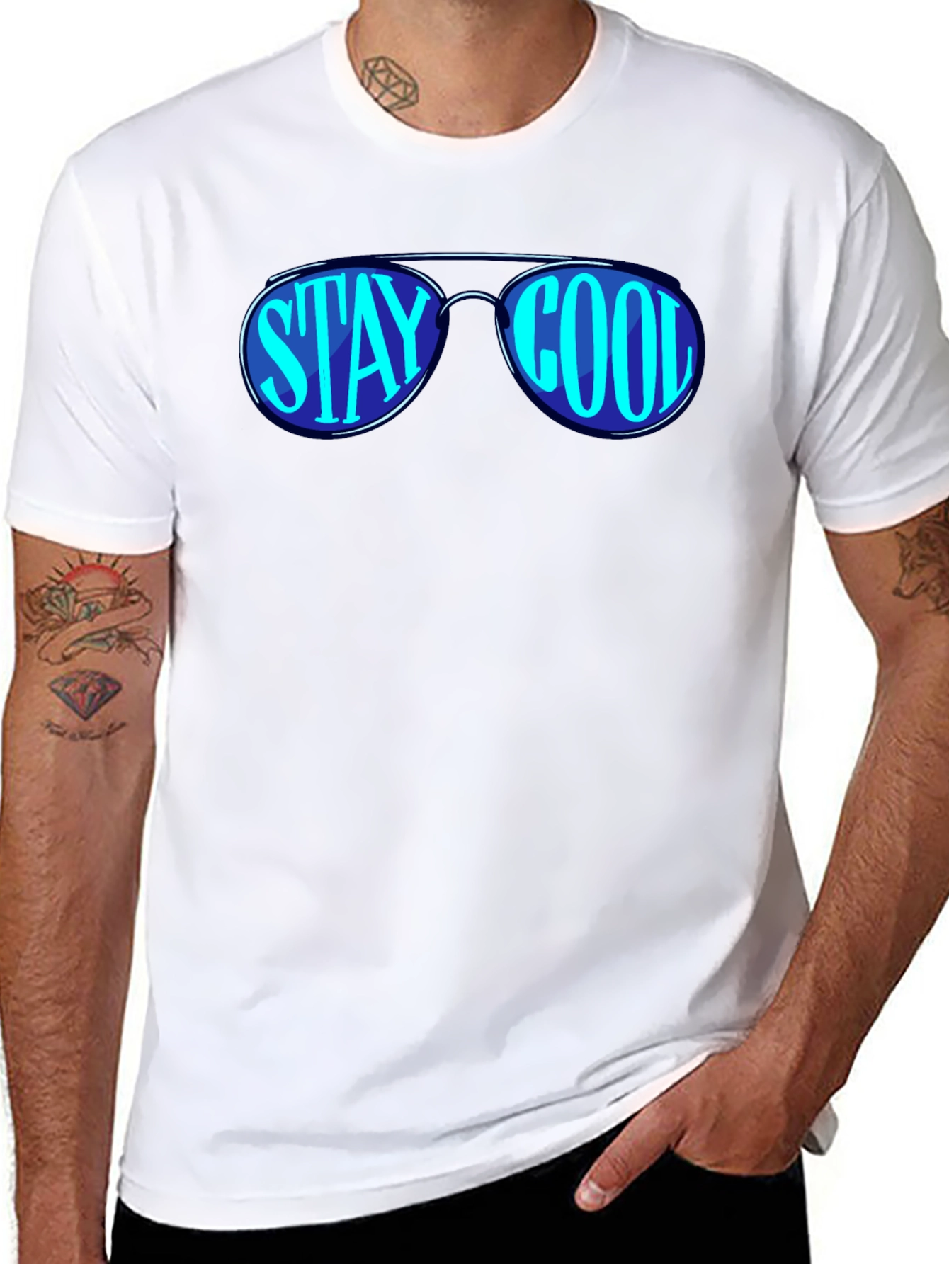 Stay Cool Sunglasses Graphic Black T-Shirt