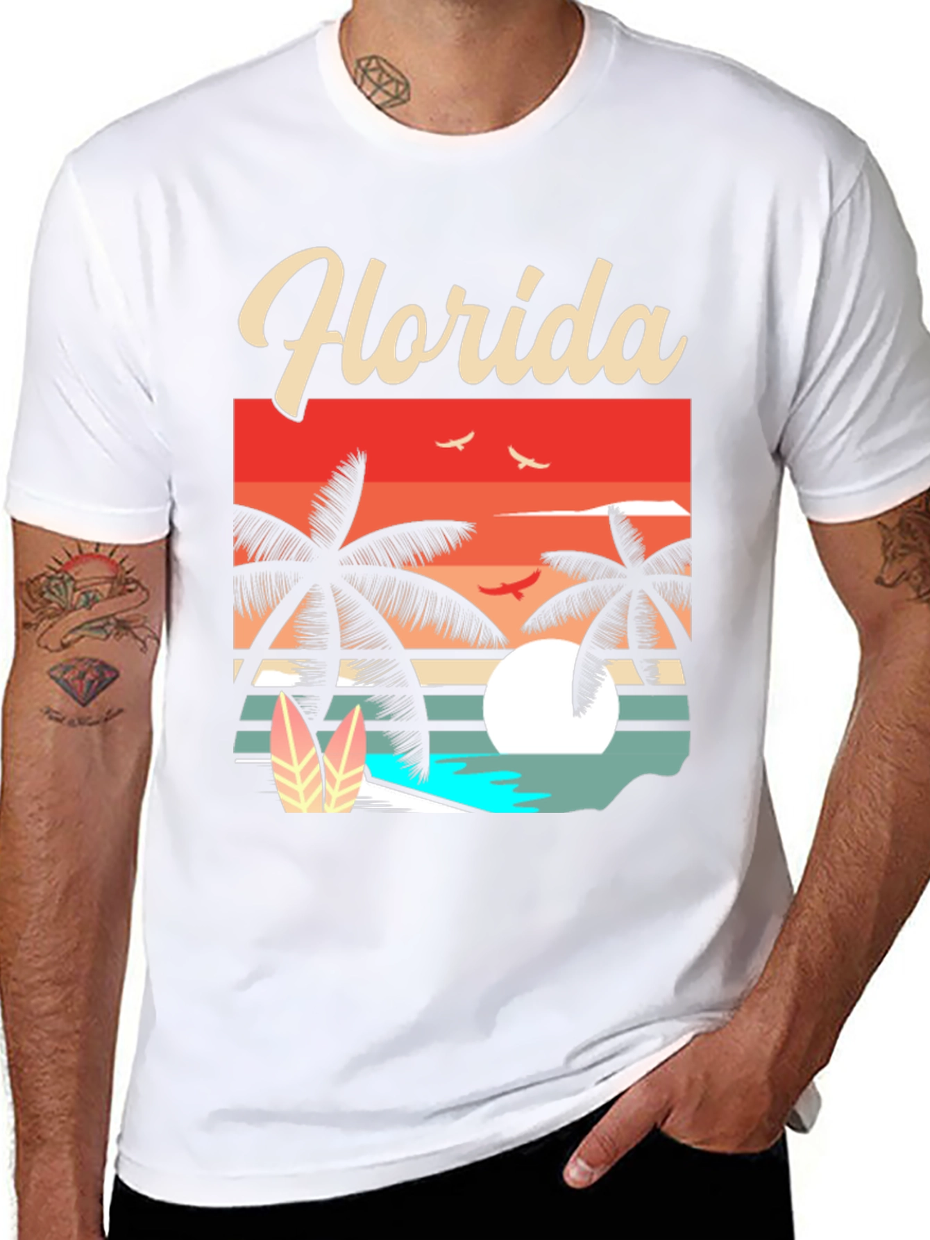Florida Retro Sunset Palm T-Shirt