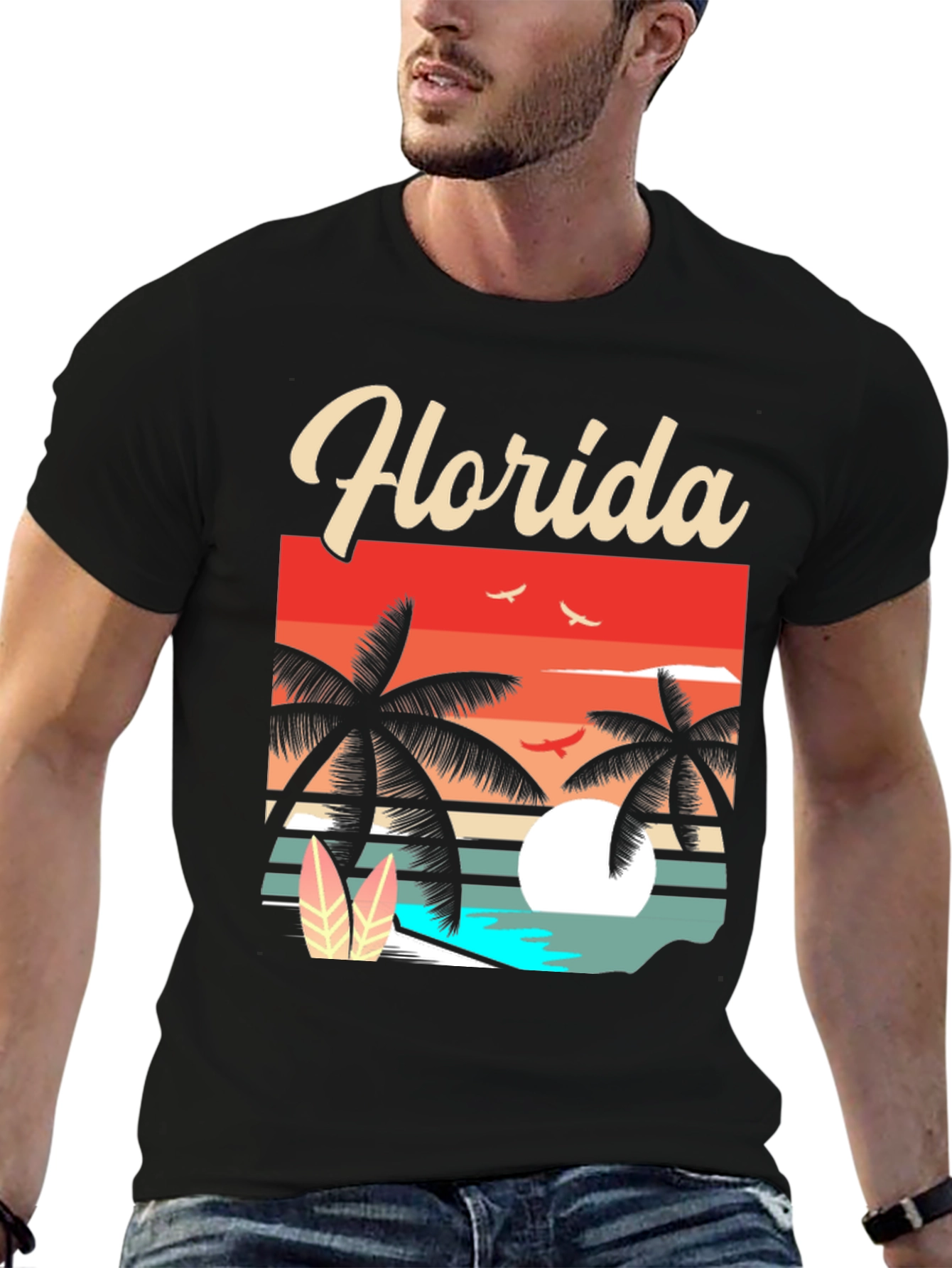 Florida Retro Sunset Palm T-Shirt
