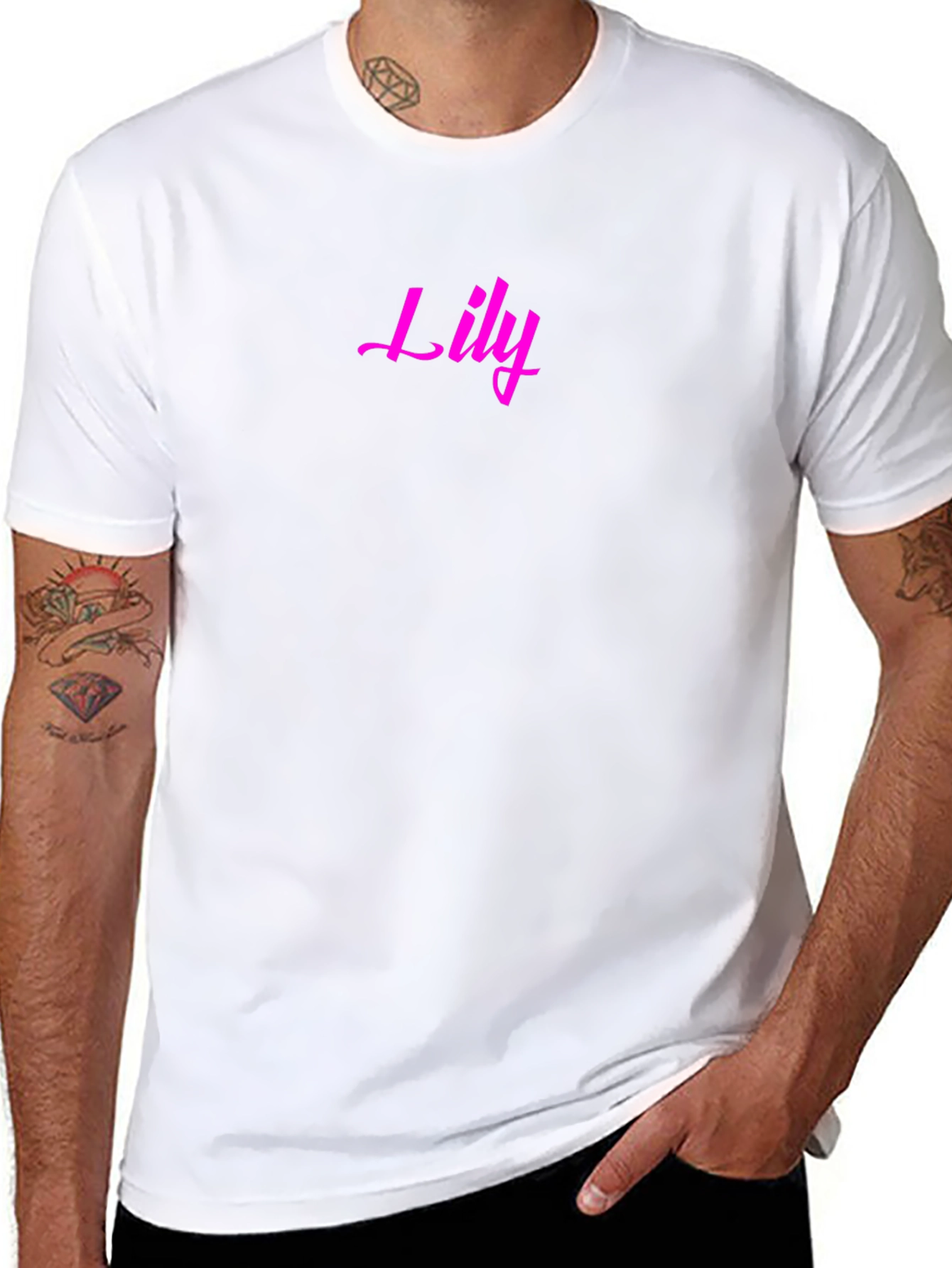 Lily Pink Text Black T-Shirt