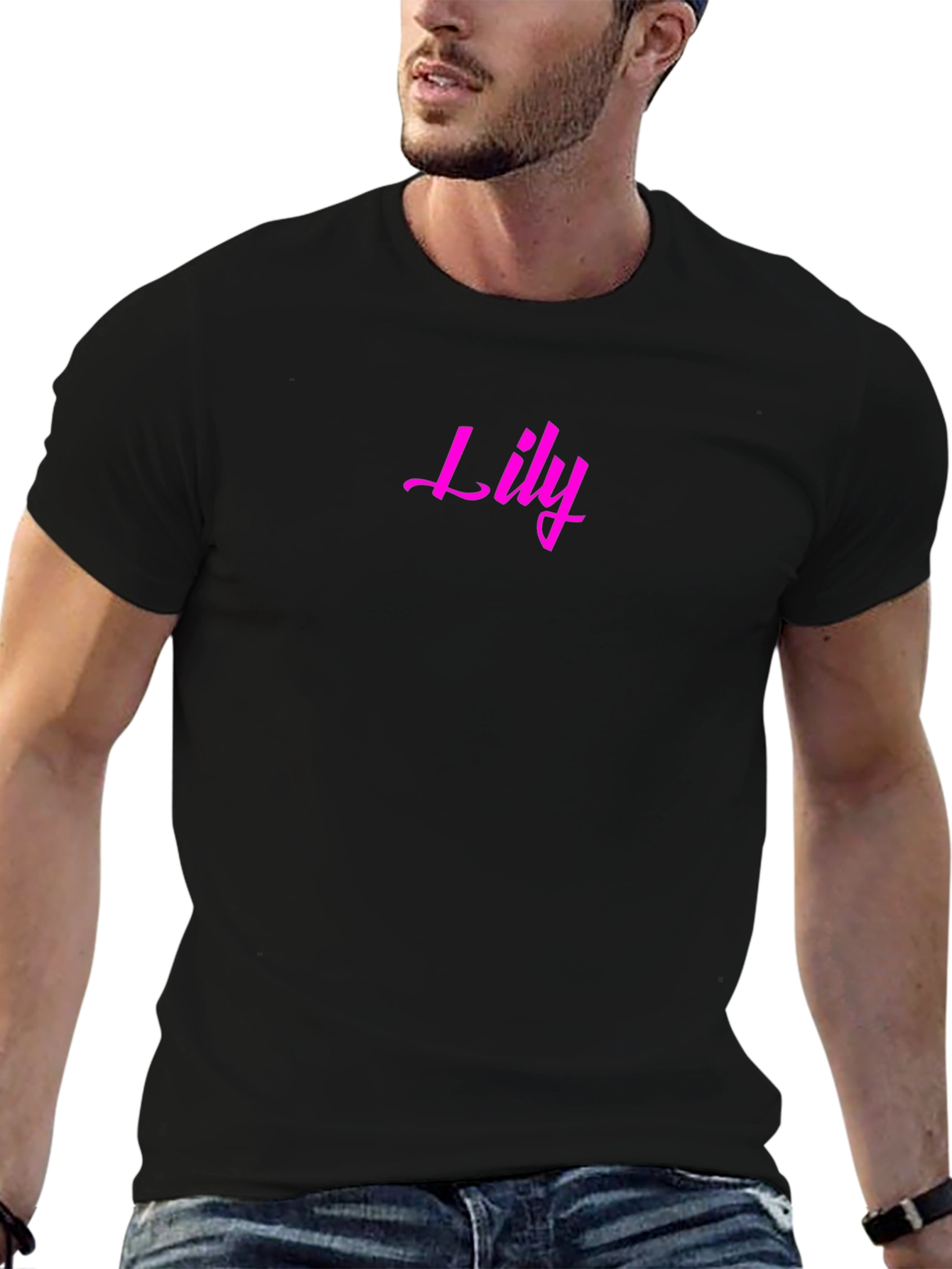 Lily Pink Text Black T-Shirt