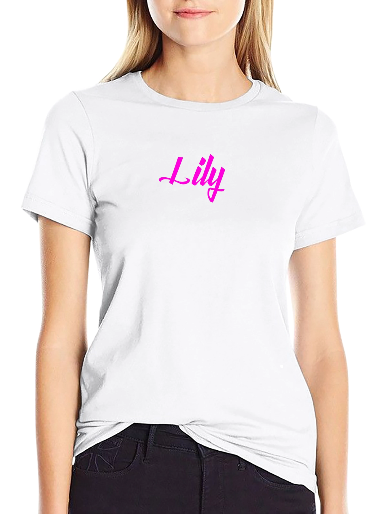 Lily Pink Text Black T-Shirt