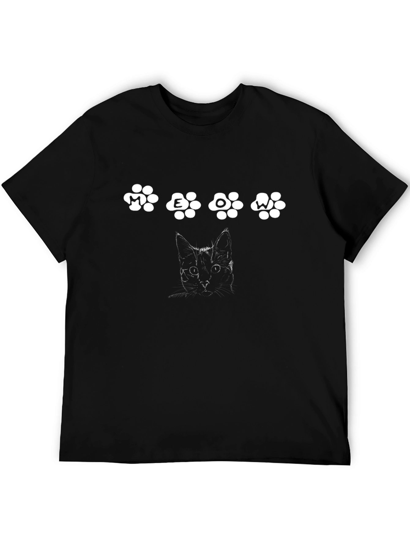 Meow Cat Paw Print Graphic T-Shirt