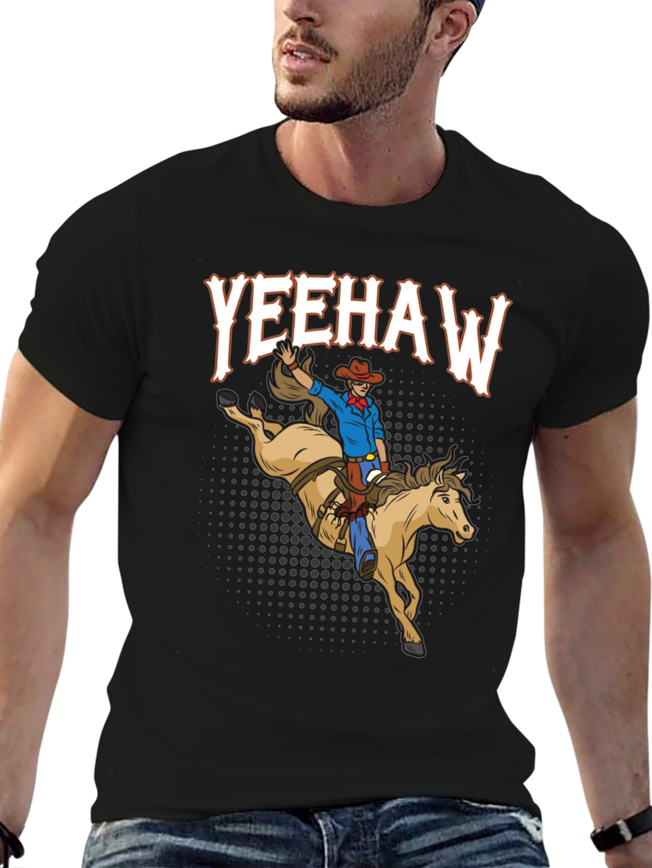 Yeehaw Cowboy Riding Horse Graphic T-Shirt