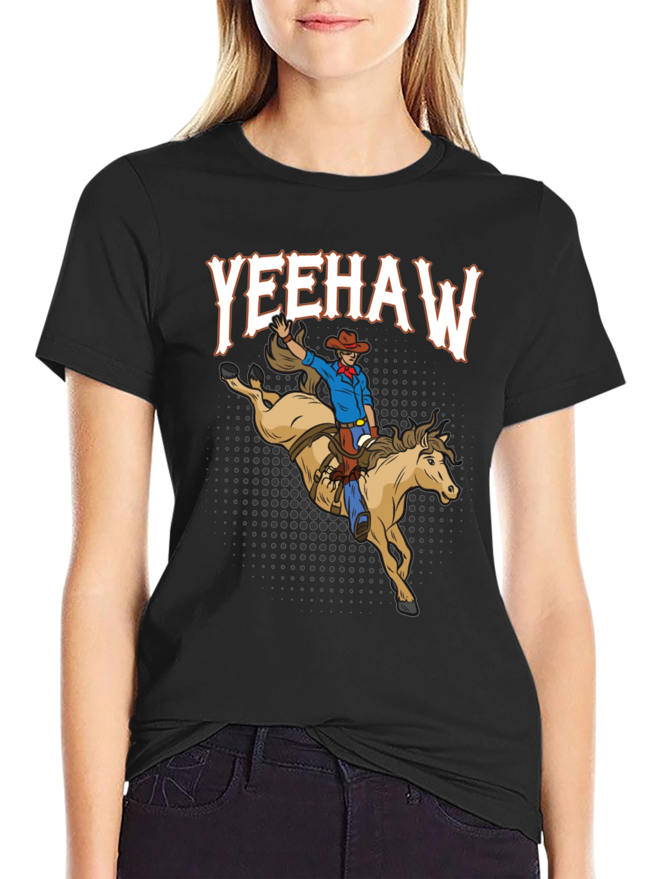 Yeehaw Cowboy Riding Horse Graphic T-Shirt