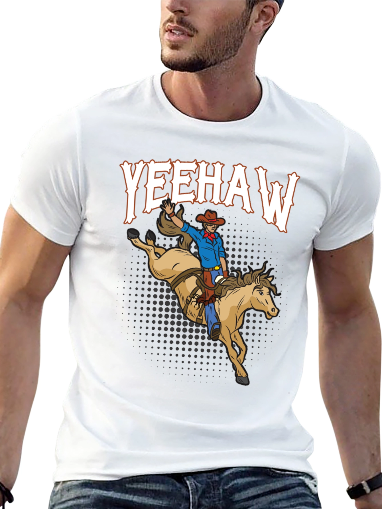 Yeehaw Cowboy Riding Horse Graphic T-Shirt