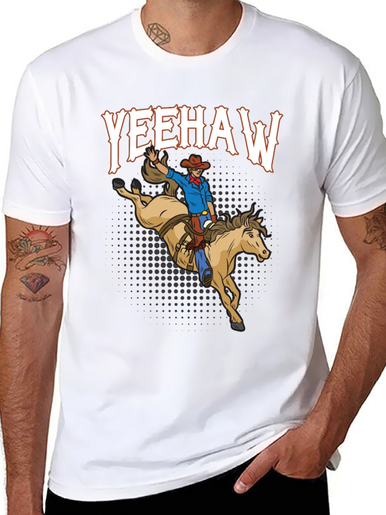 Yeehaw Cowboy Riding Horse Graphic T-Shirt