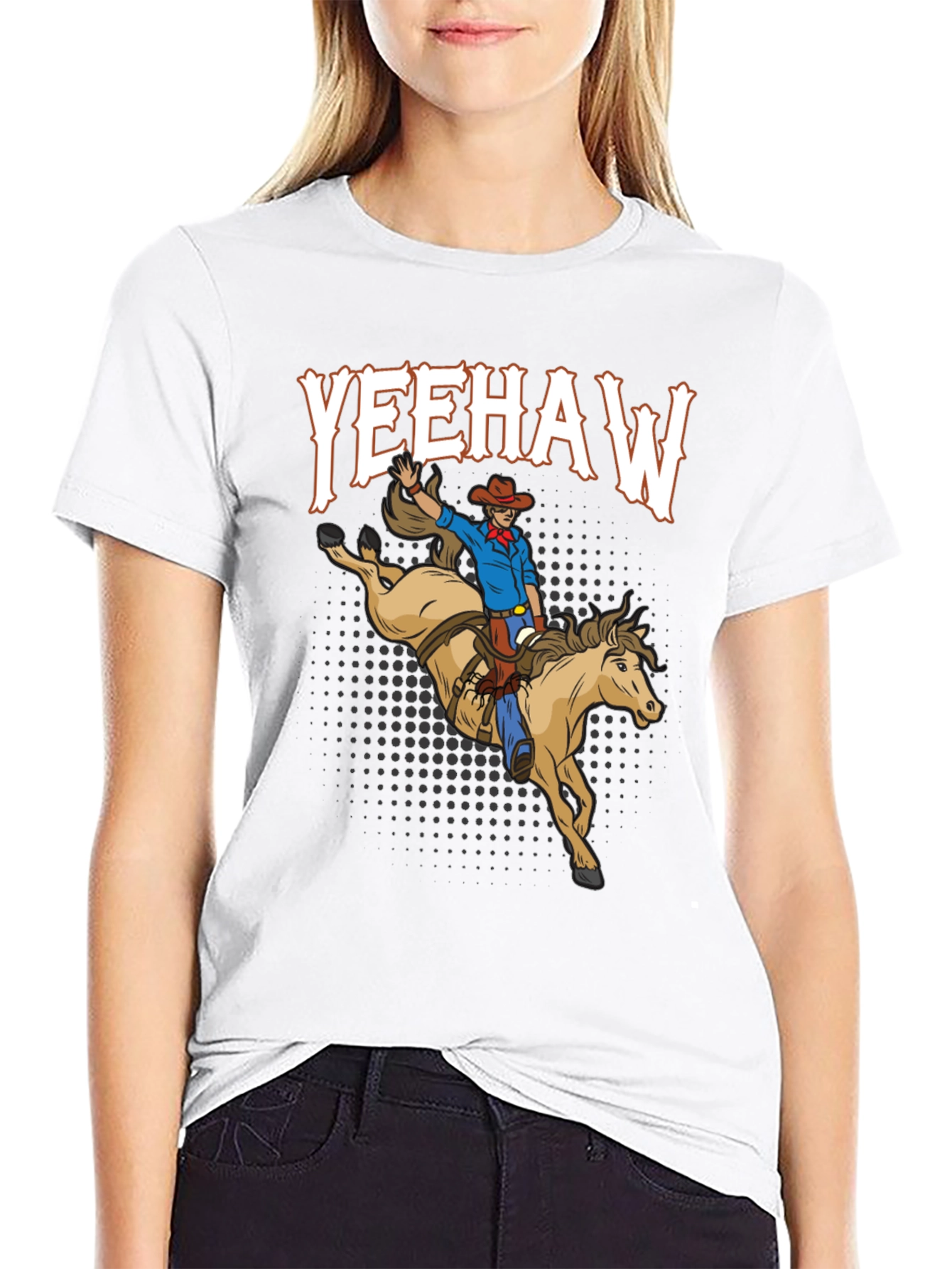 Yeehaw Cowboy Riding Horse Graphic T-Shirt