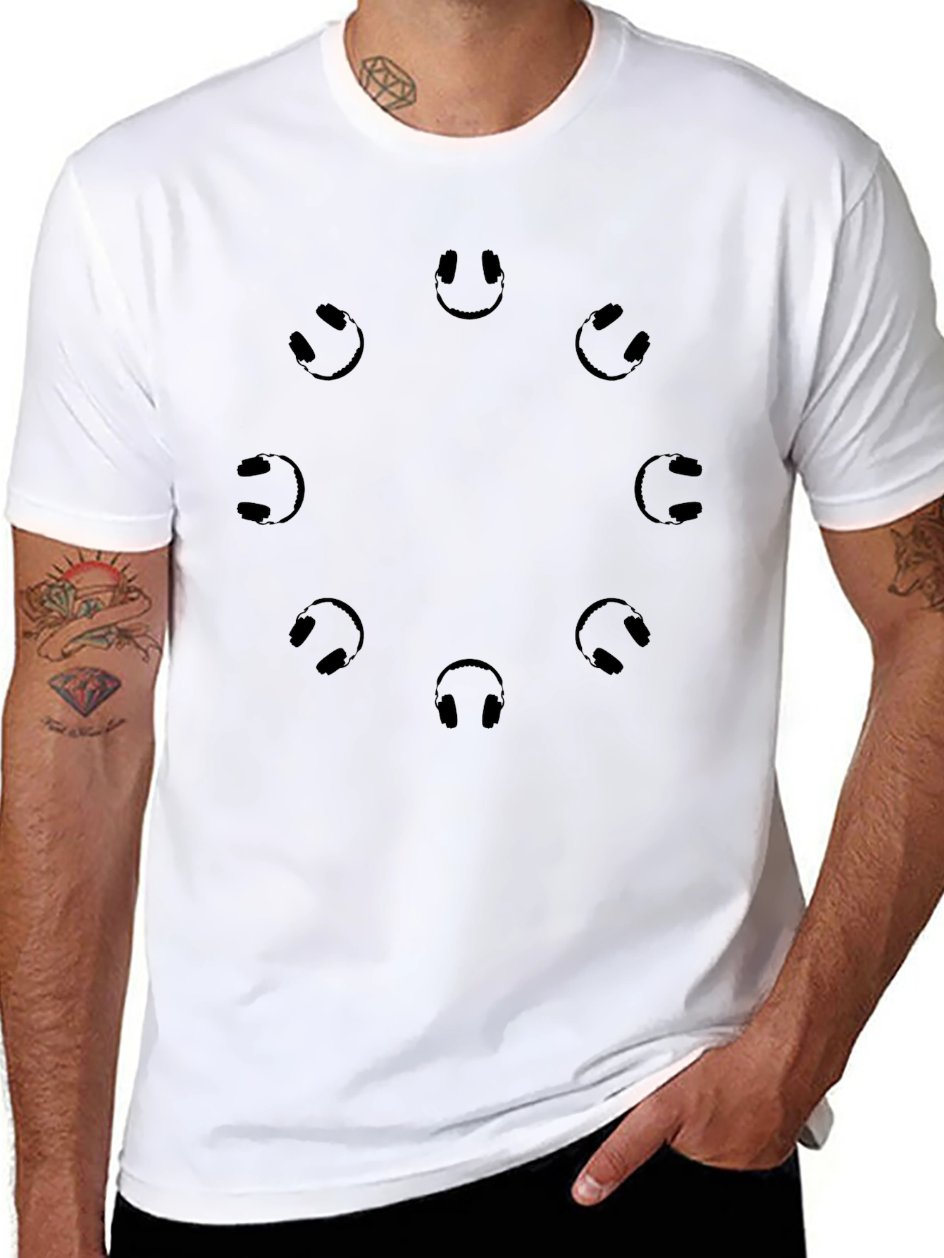 Headphone Circle Black T-Shirt