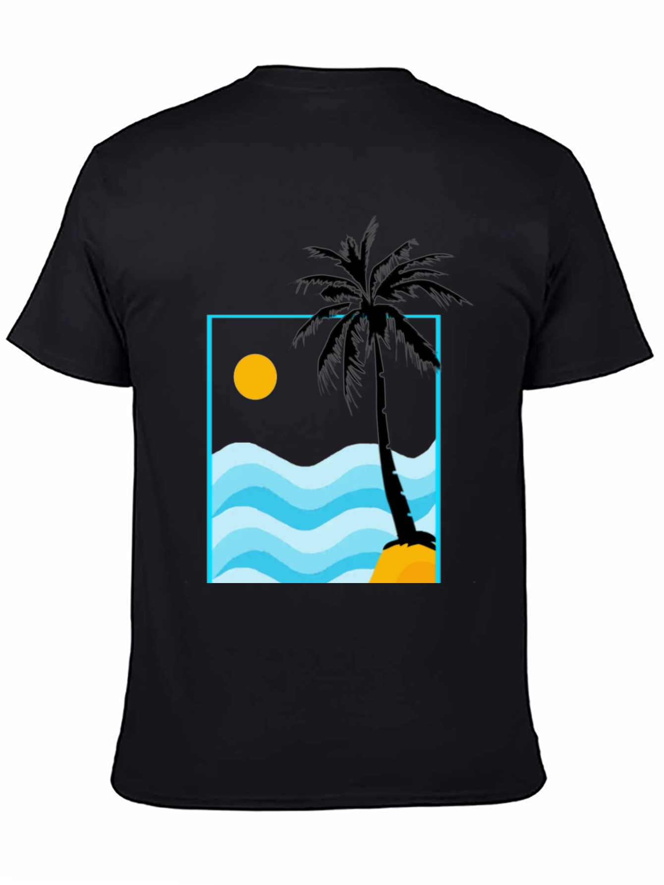 Palm Tree Beach Graphic Tee - Black