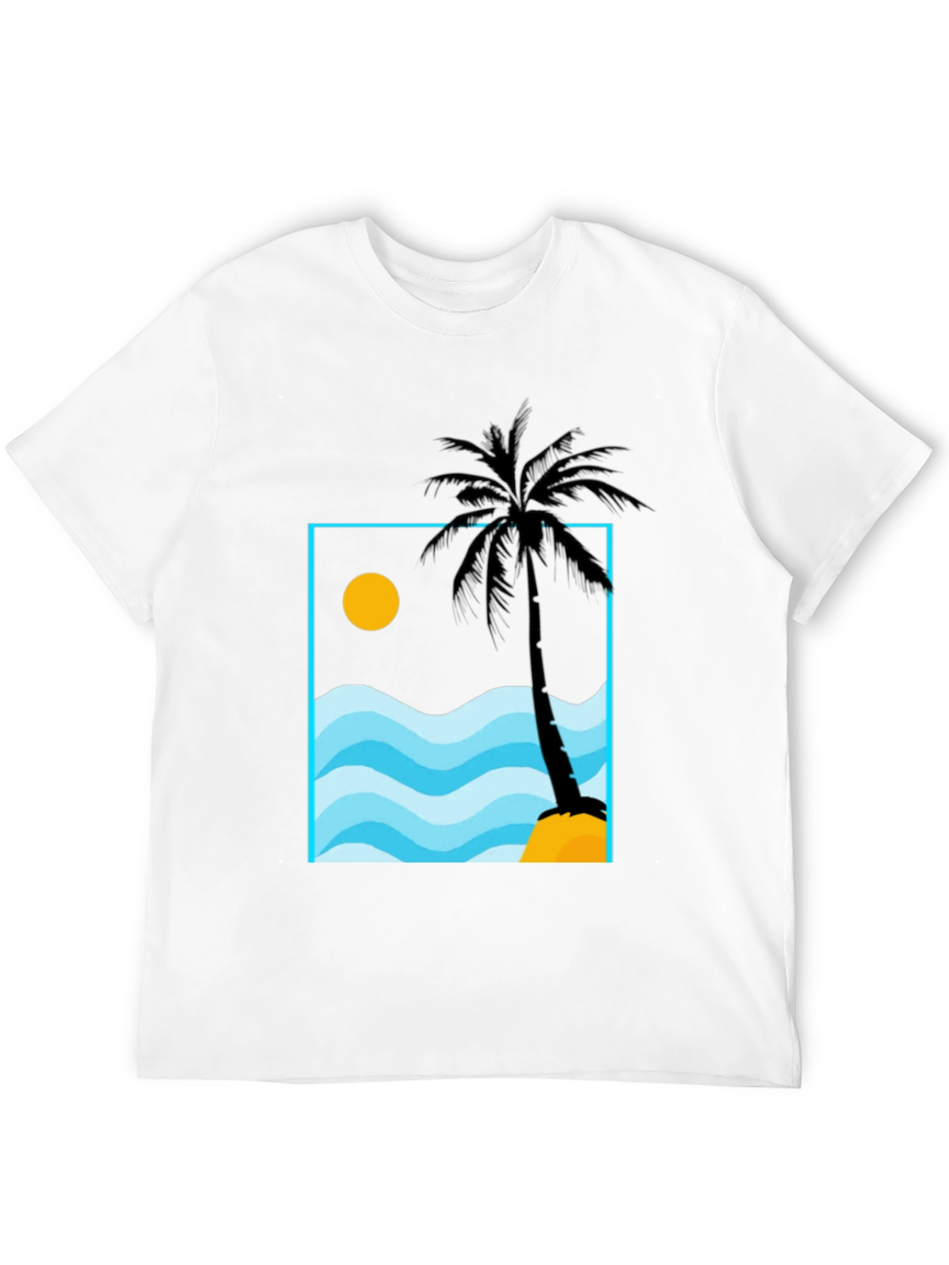 Palm Tree Beach Graphic Tee - Black
