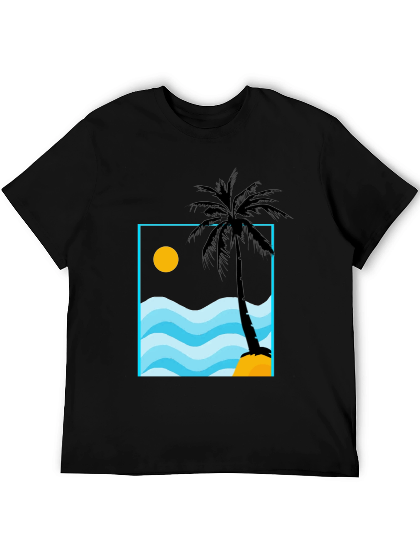 Palm Tree Beach Graphic Tee - Black