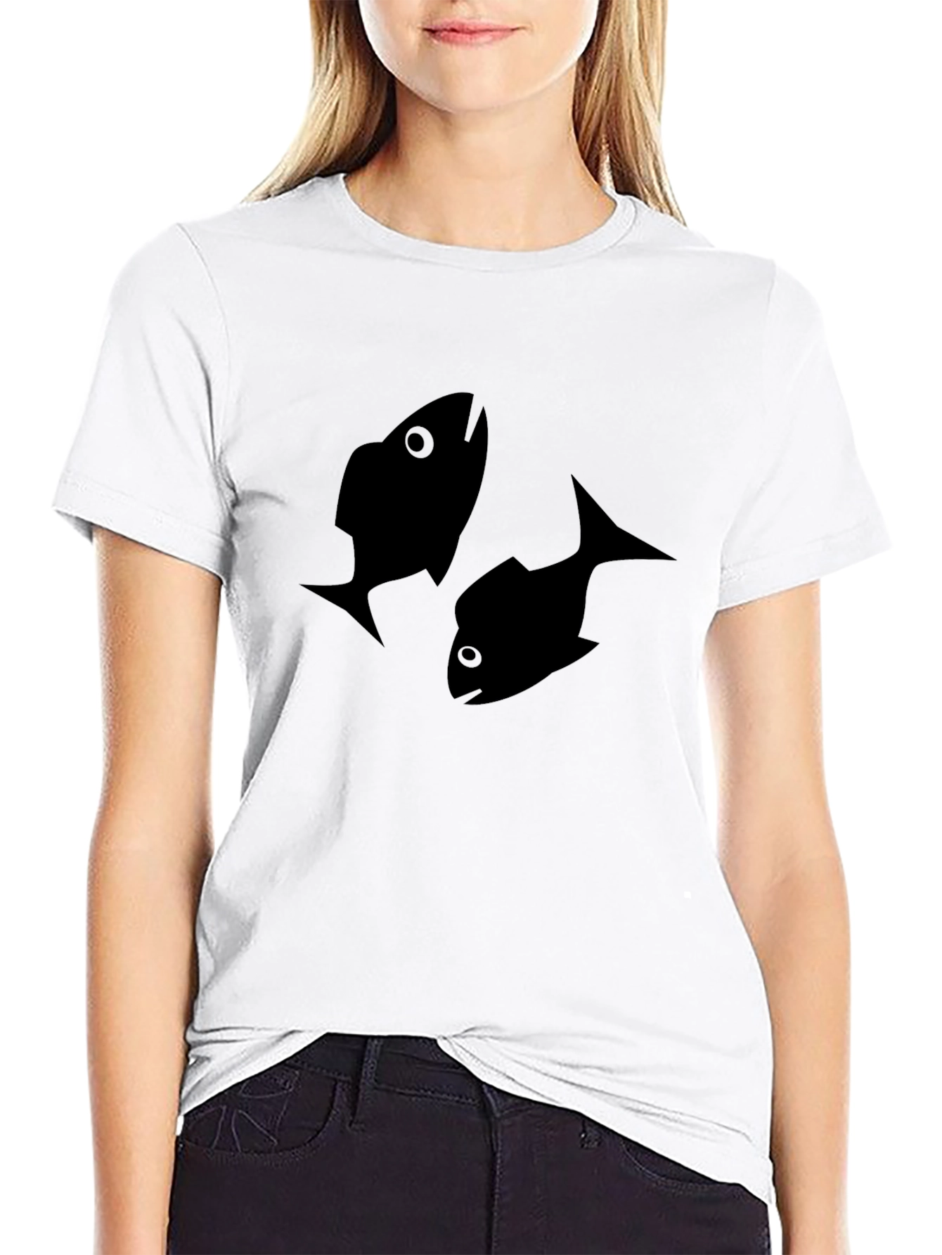 Black Fish Print T-Shirt
