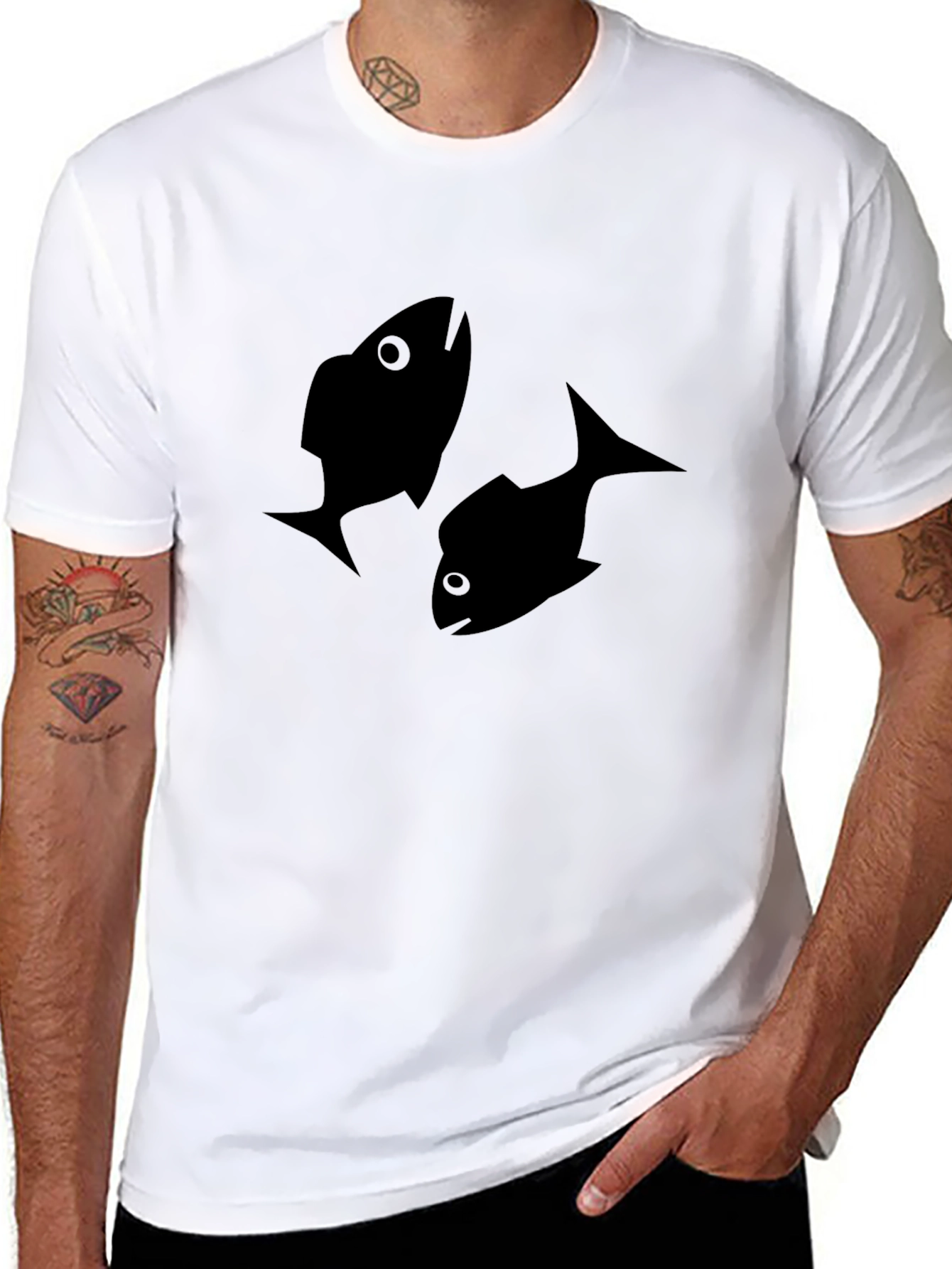 Black Fish Print T-Shirt