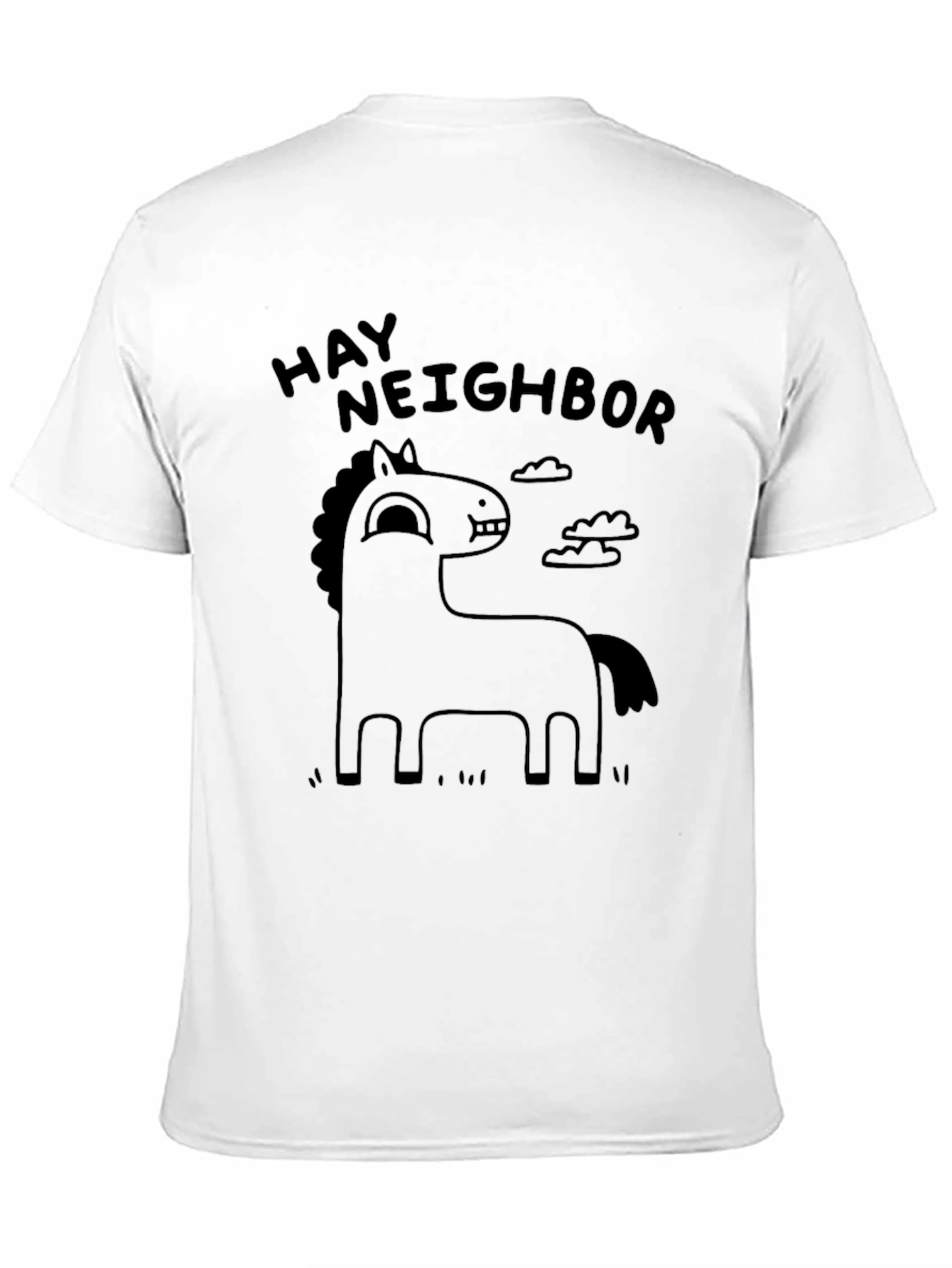 Hay Neighbor Horse Cartoon Black T-Shirt