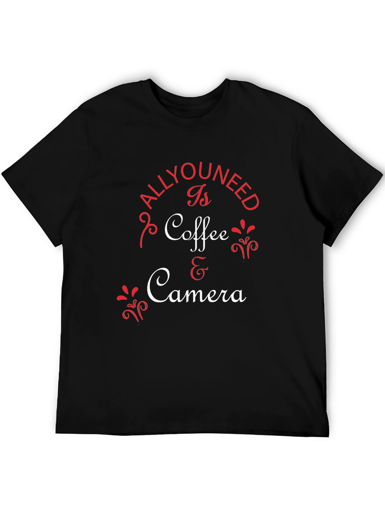 Coffee & Camera T-Shirt - Black Crew Neck