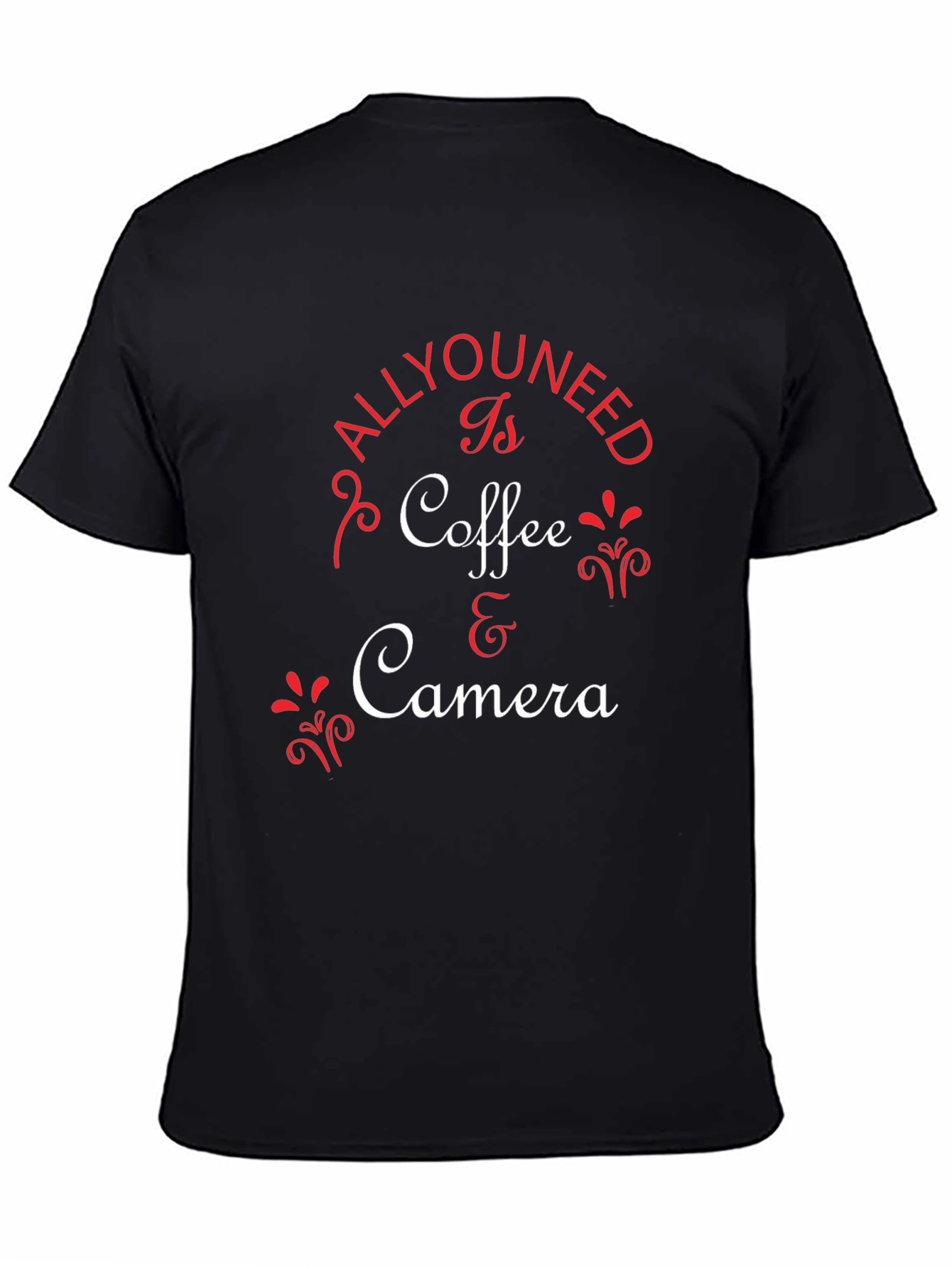 Coffee & Camera T-Shirt - Black Crew Neck