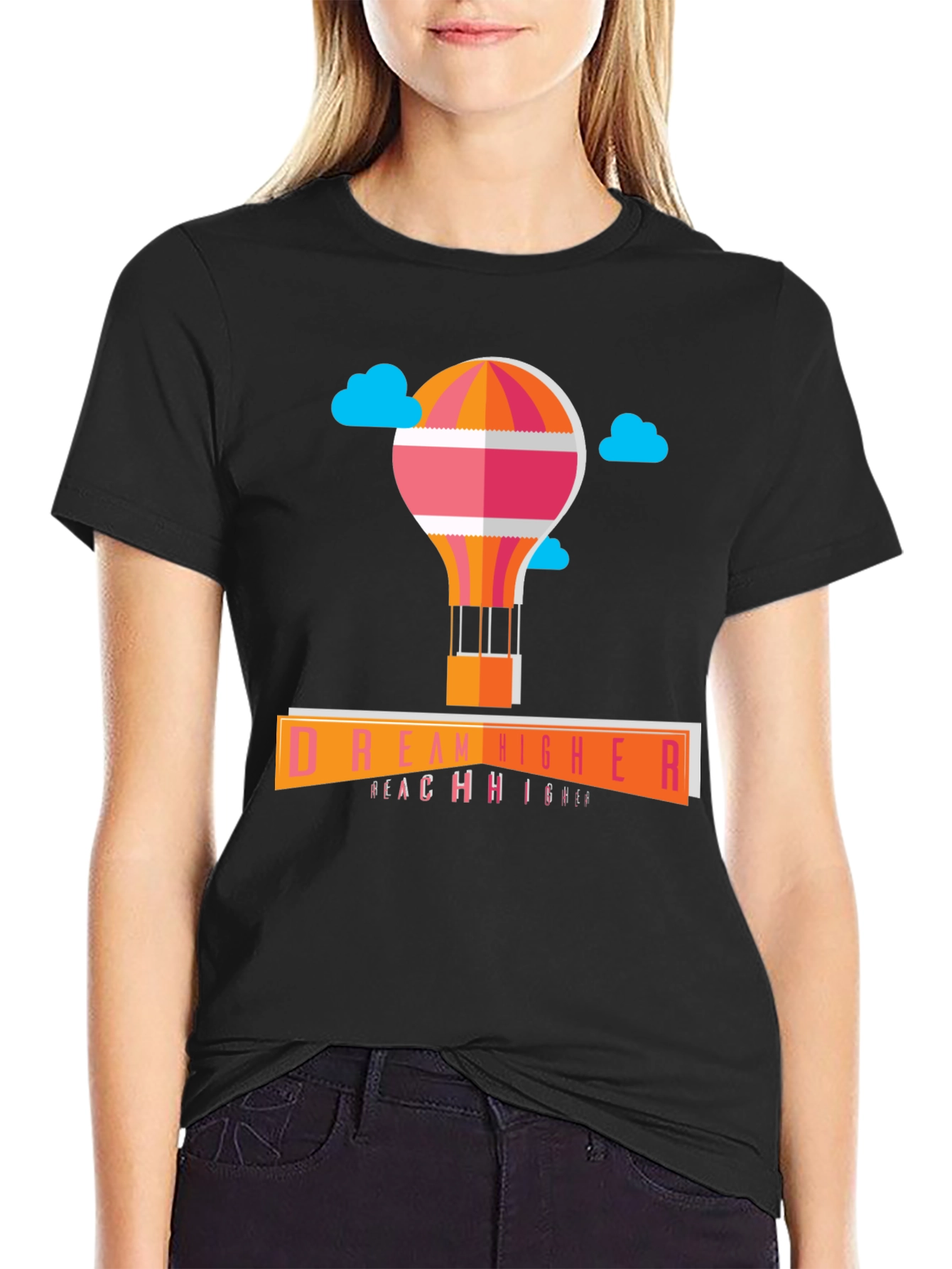 Dream Higher Graphic Tee - Modern Black T-Shirt