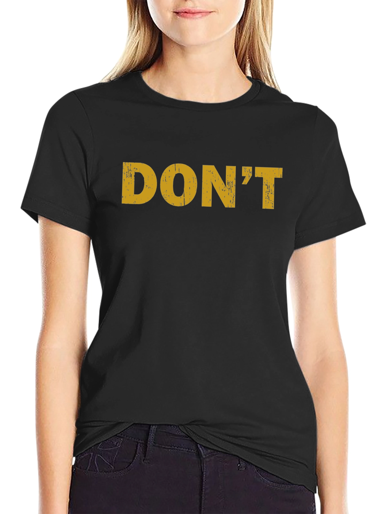 DONT Slogan Graphic Tee - Casual Black T-Shirt