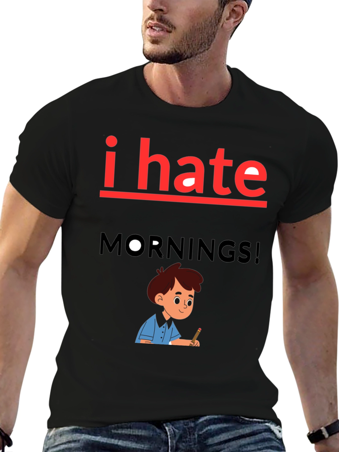 I Hate Mornings Graphic Tee - Black